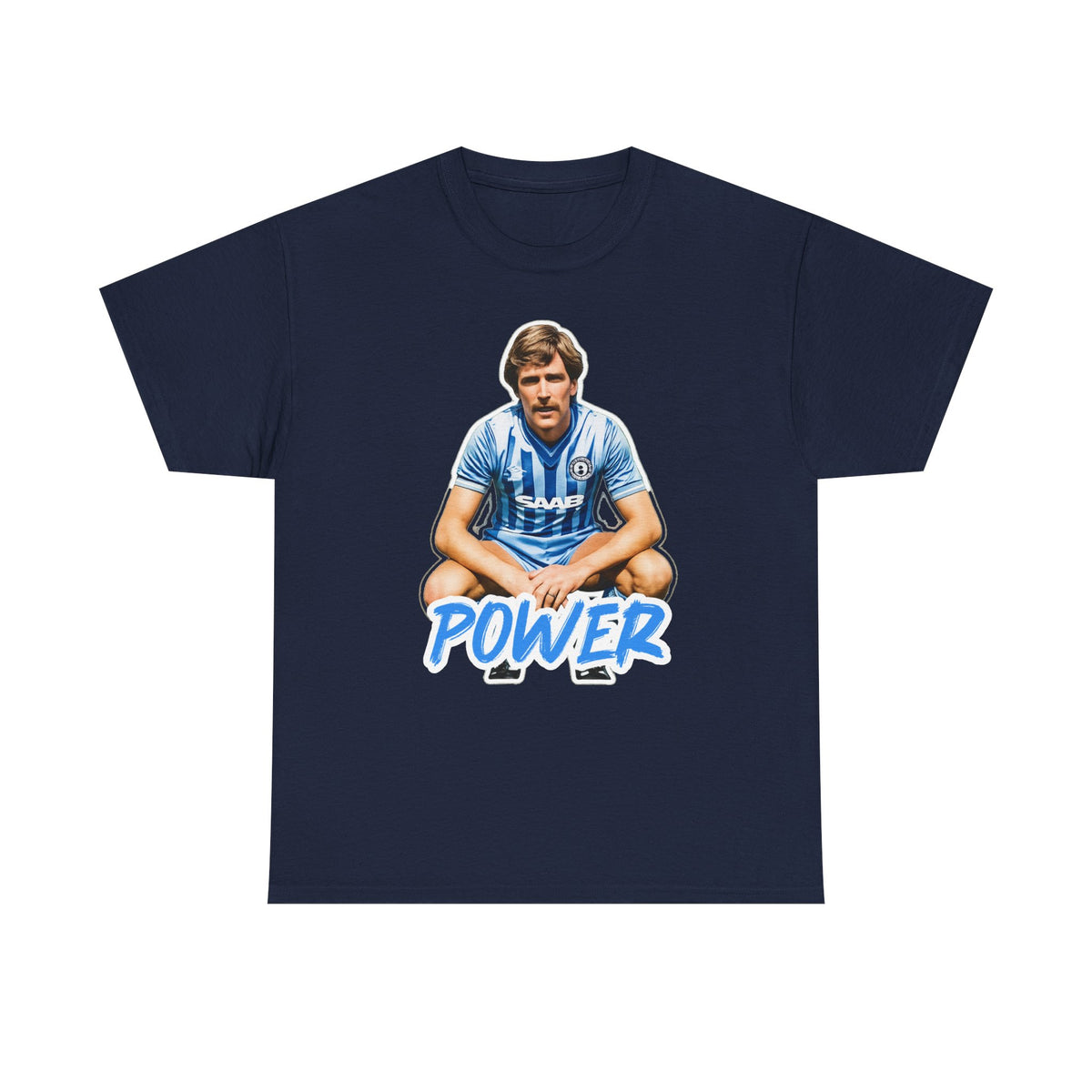 Paul Power Manchester City Legend Player Graphic Tee — Retro Football Jersey Design