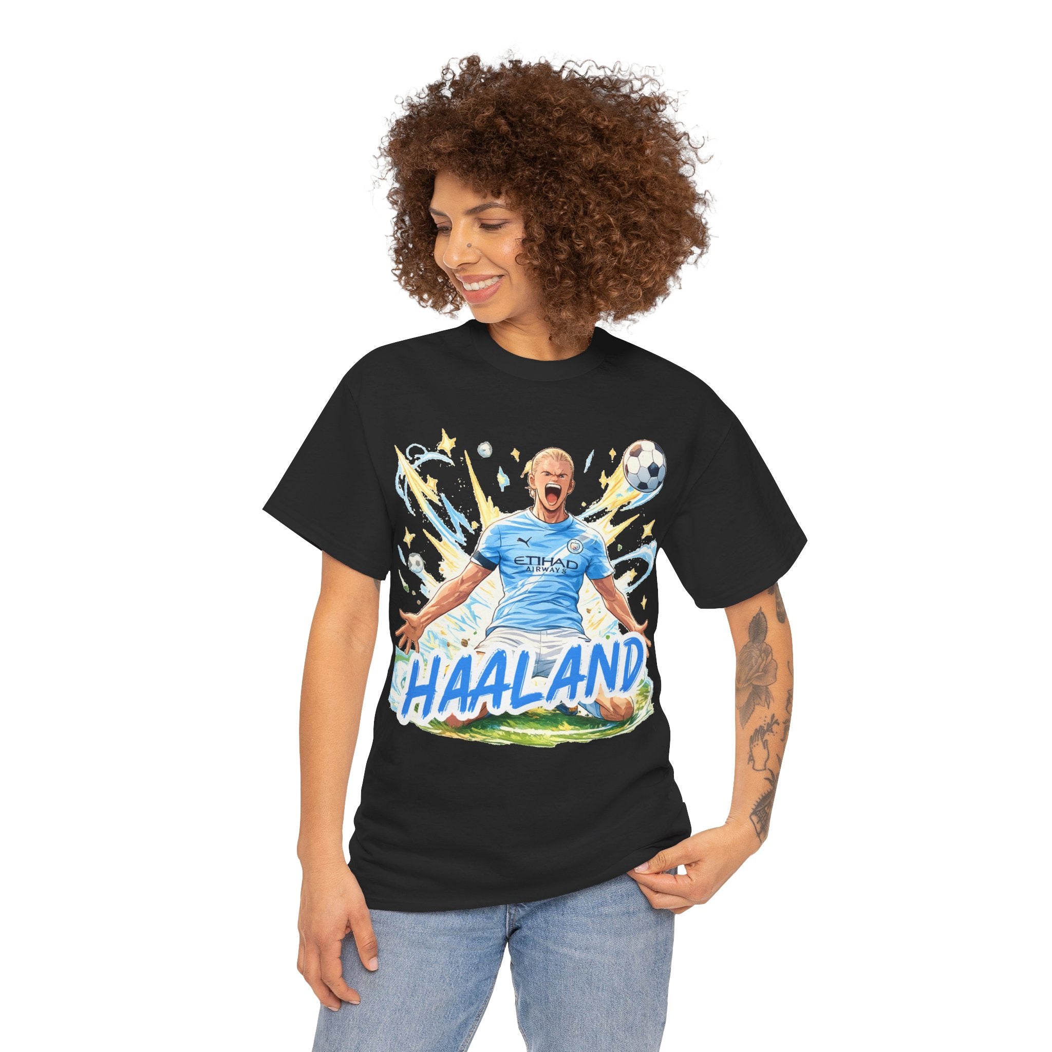 Erling Haaland Anime Fan Tee — Celebratory Football Player Graphic T-Shirt