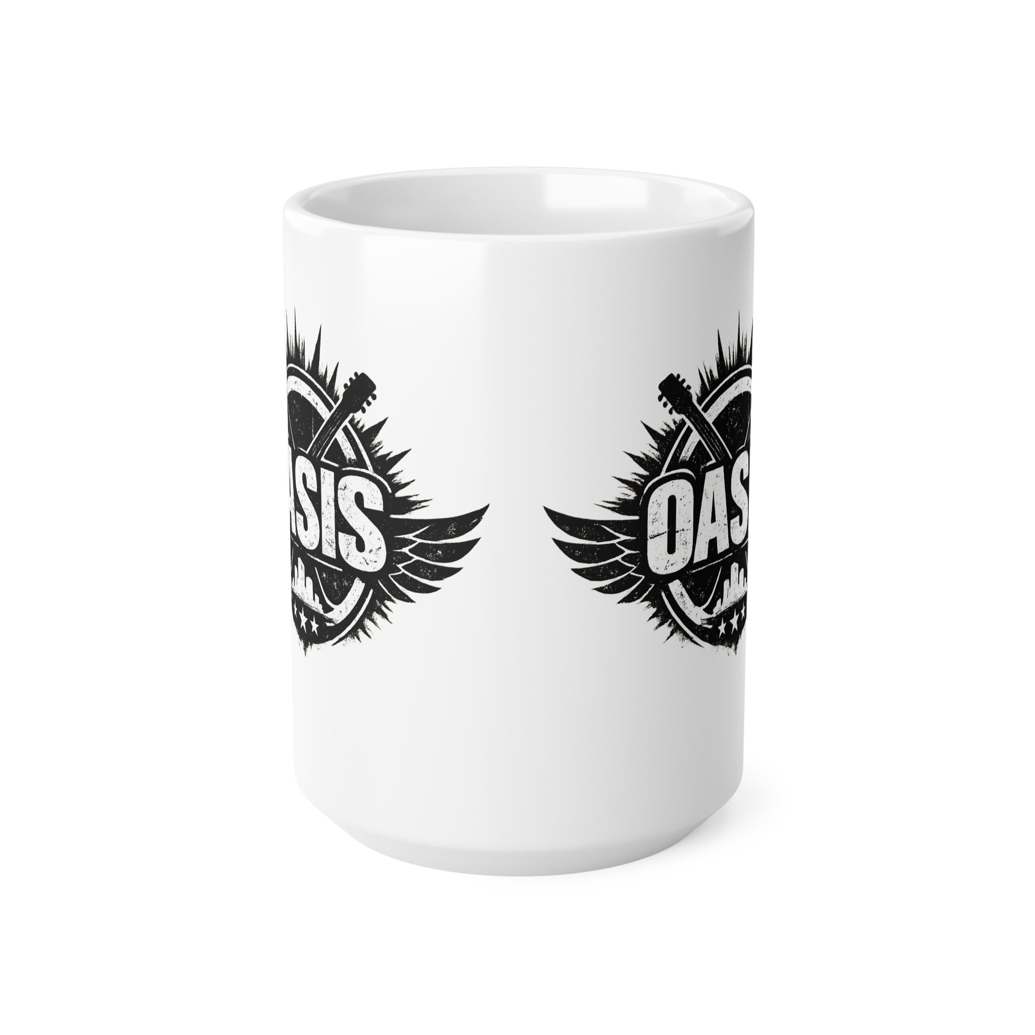 Oasis Crest Ceramic Mug — Rock Band Vintage Logo Coffee Cup (11oz & 15oz)