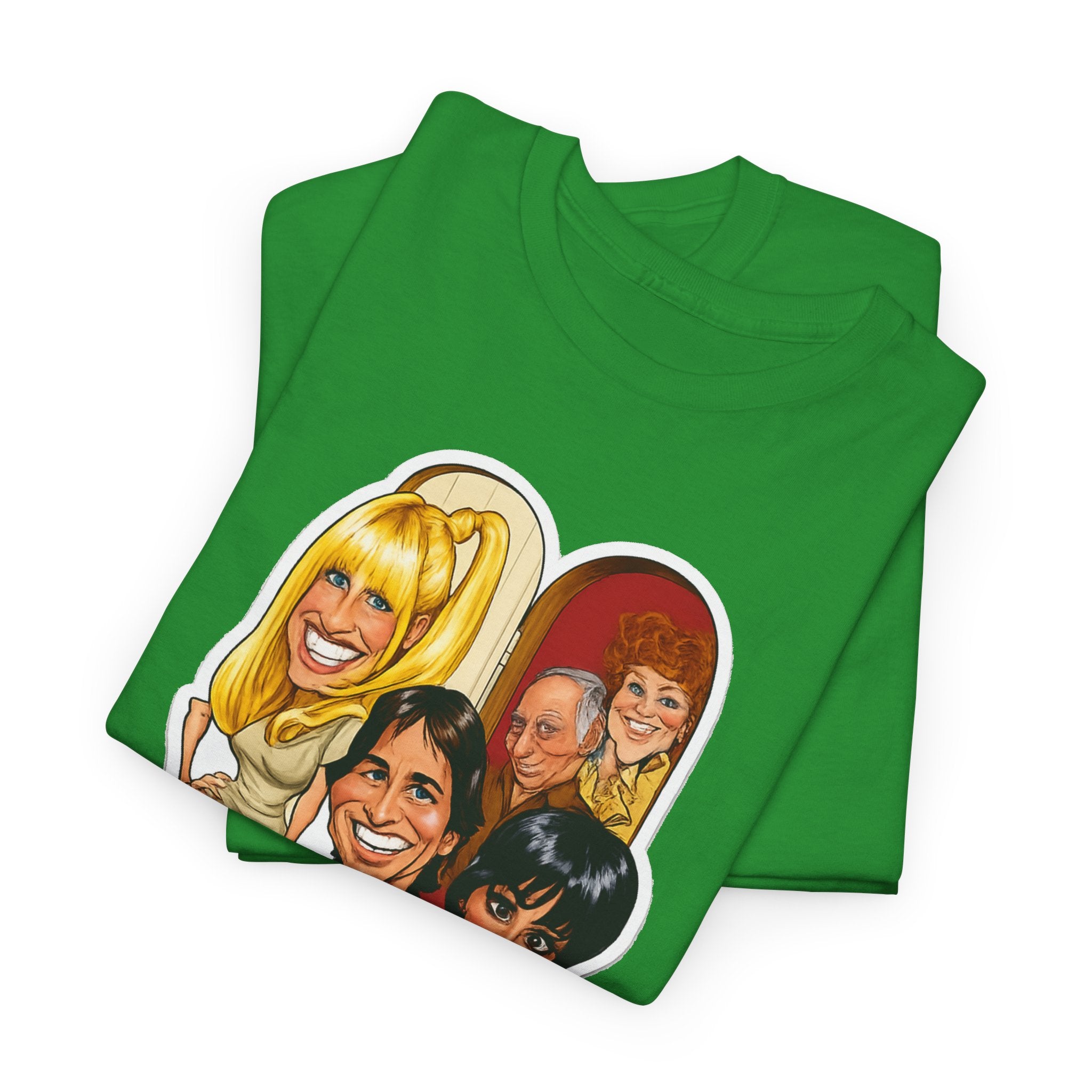 Three's Company Retro TV Tee — Vintage Sitcom Caricature T-Shirt