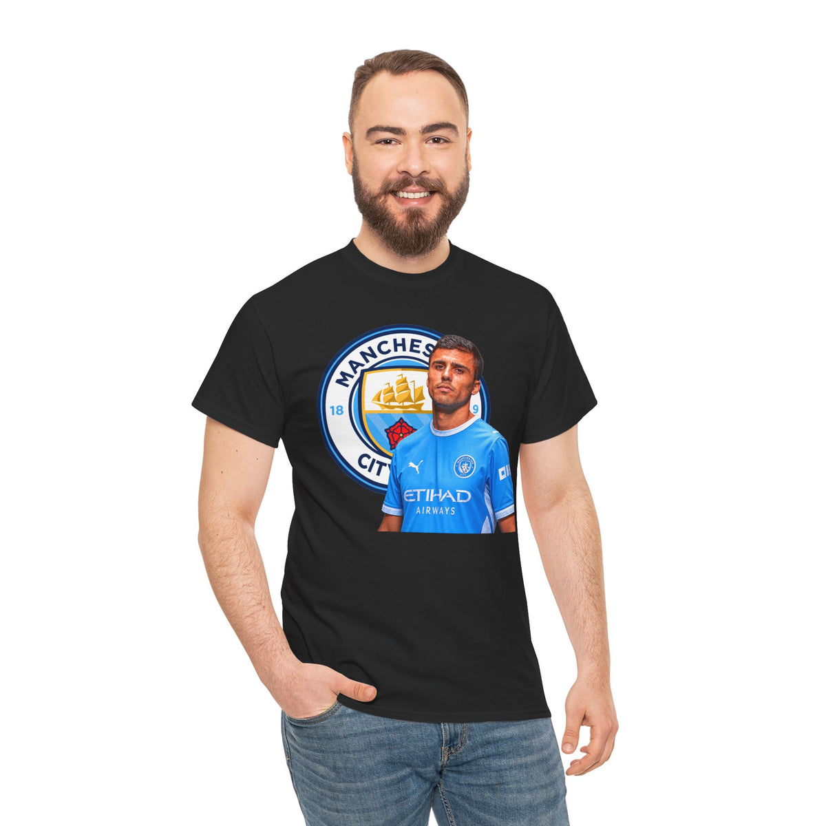 Rodri Manchester City Legend Football Tee — Player Portrait Soccer Shirt