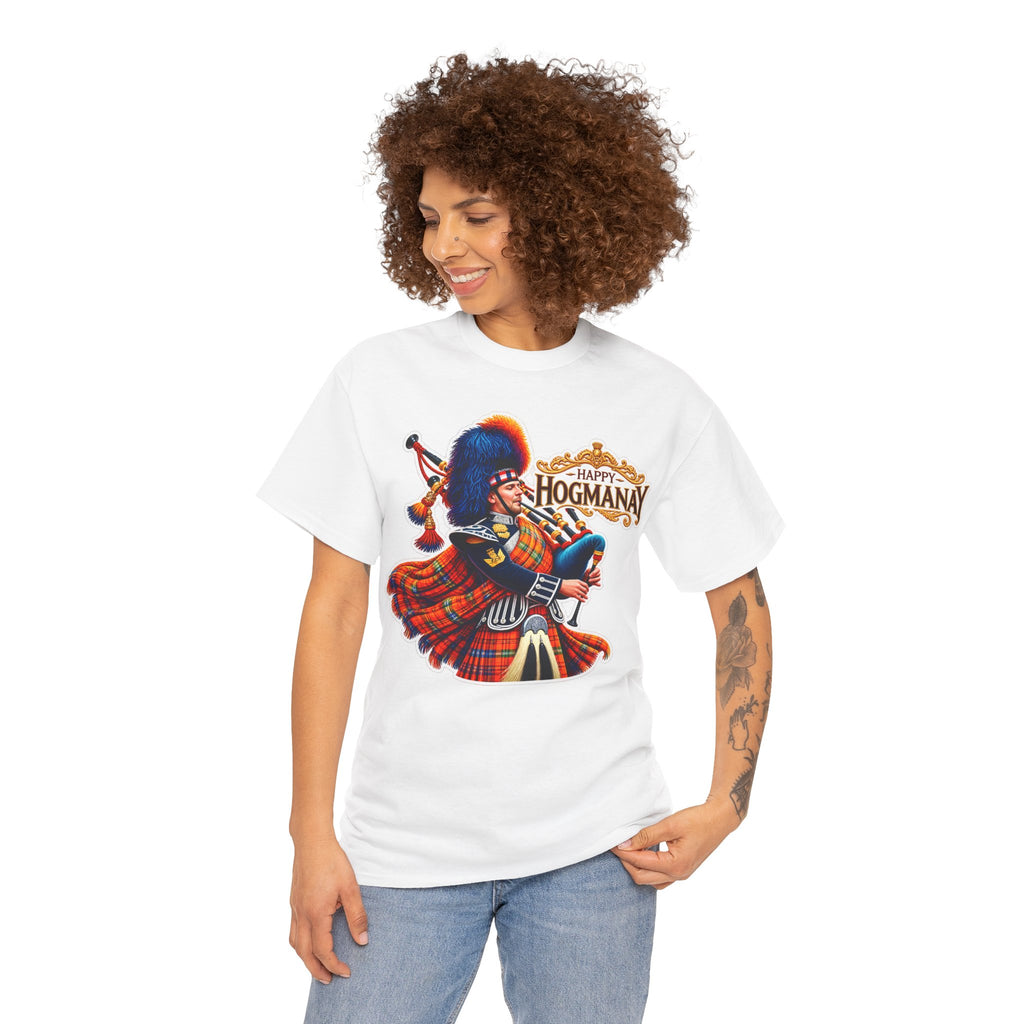 Hogmanay Bagpiper T‑Shirt — Happy Hogmanay Scottish New Year Tee