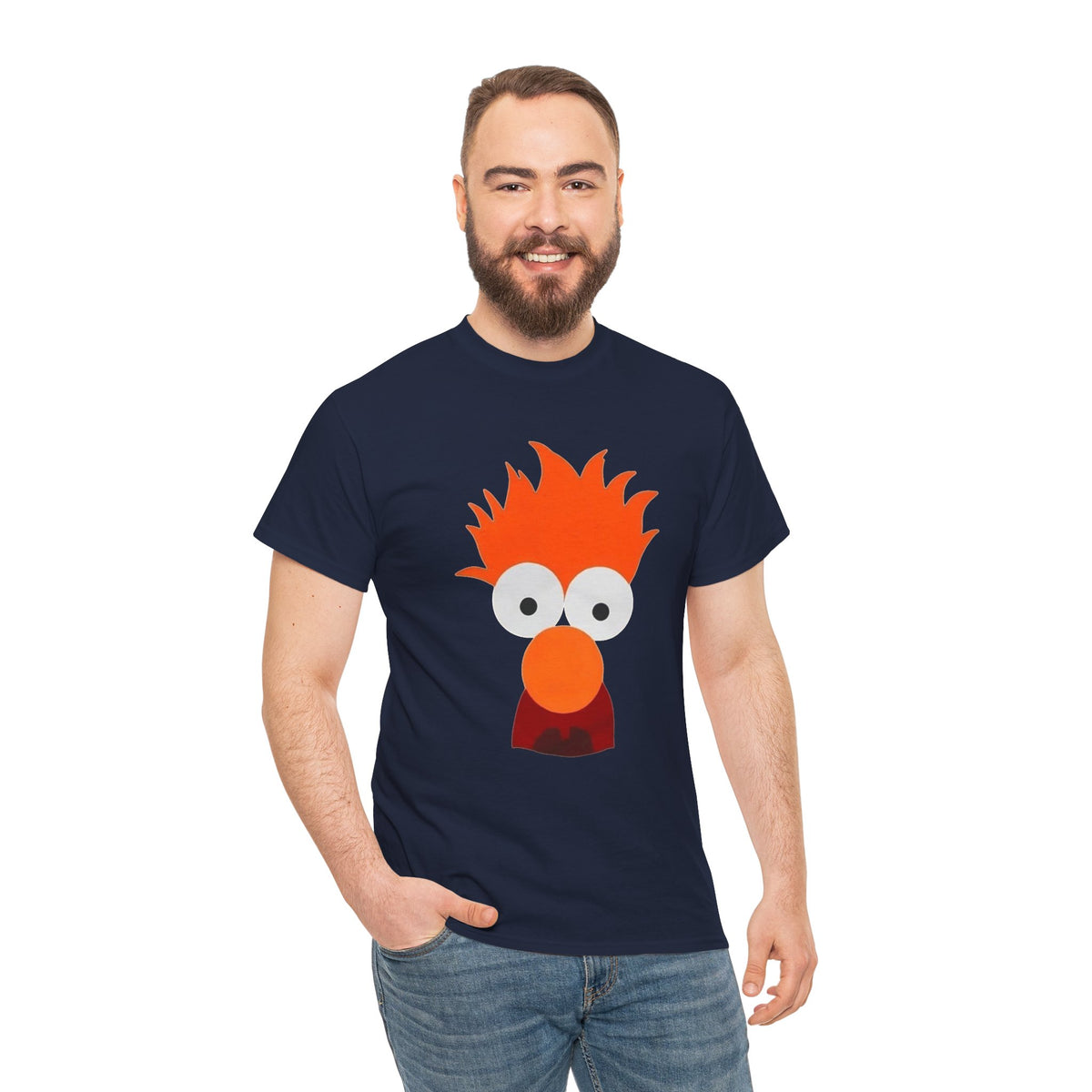 Beaker-Inspired Graphic Tee — Cute Orange Muppet Face T-Shirt