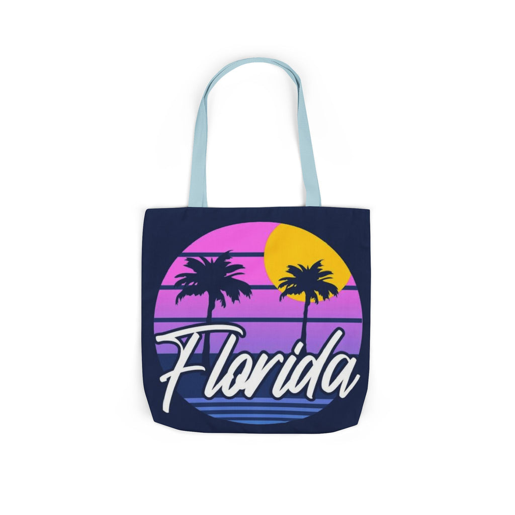 Florida Sunset Palm Tote Bag — Retro Beach Canvas Tote