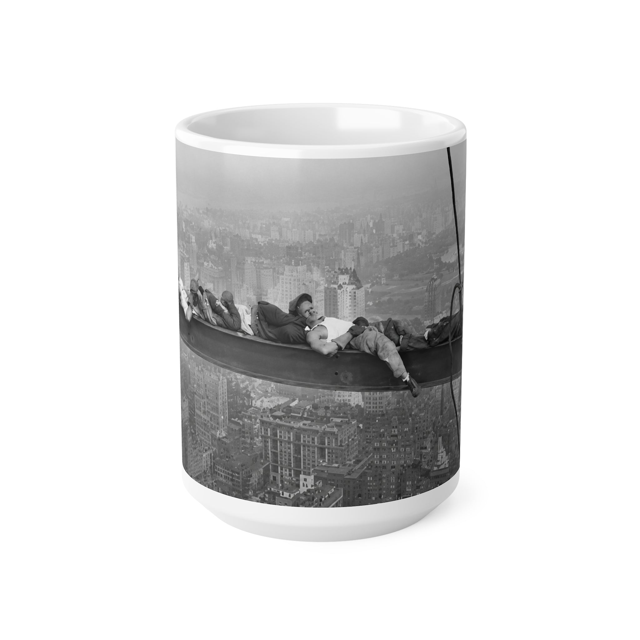 Vintage 'Lunch Atop a Skyscraper' Photo Coffee Mug — Retro NYC Skyline Ceramic Cup (11oz, 15oz)