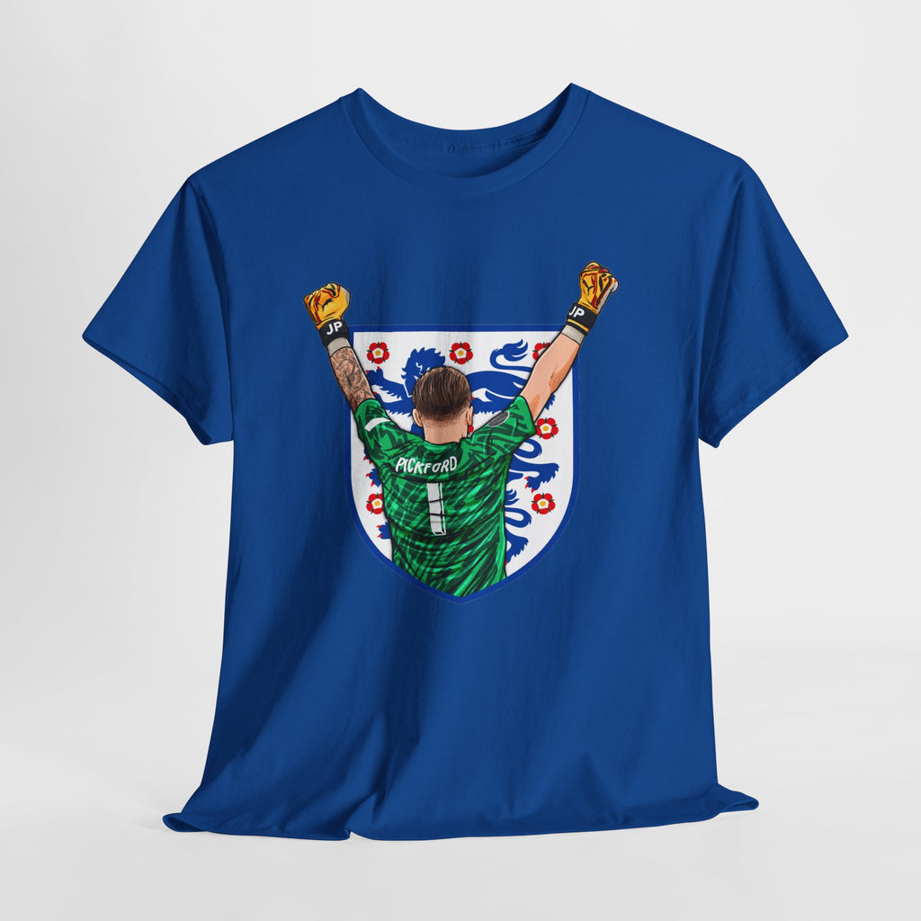 Pickford England Number 1 Goalkeeper Graphic Tee — Victory Pose Jersey Design
