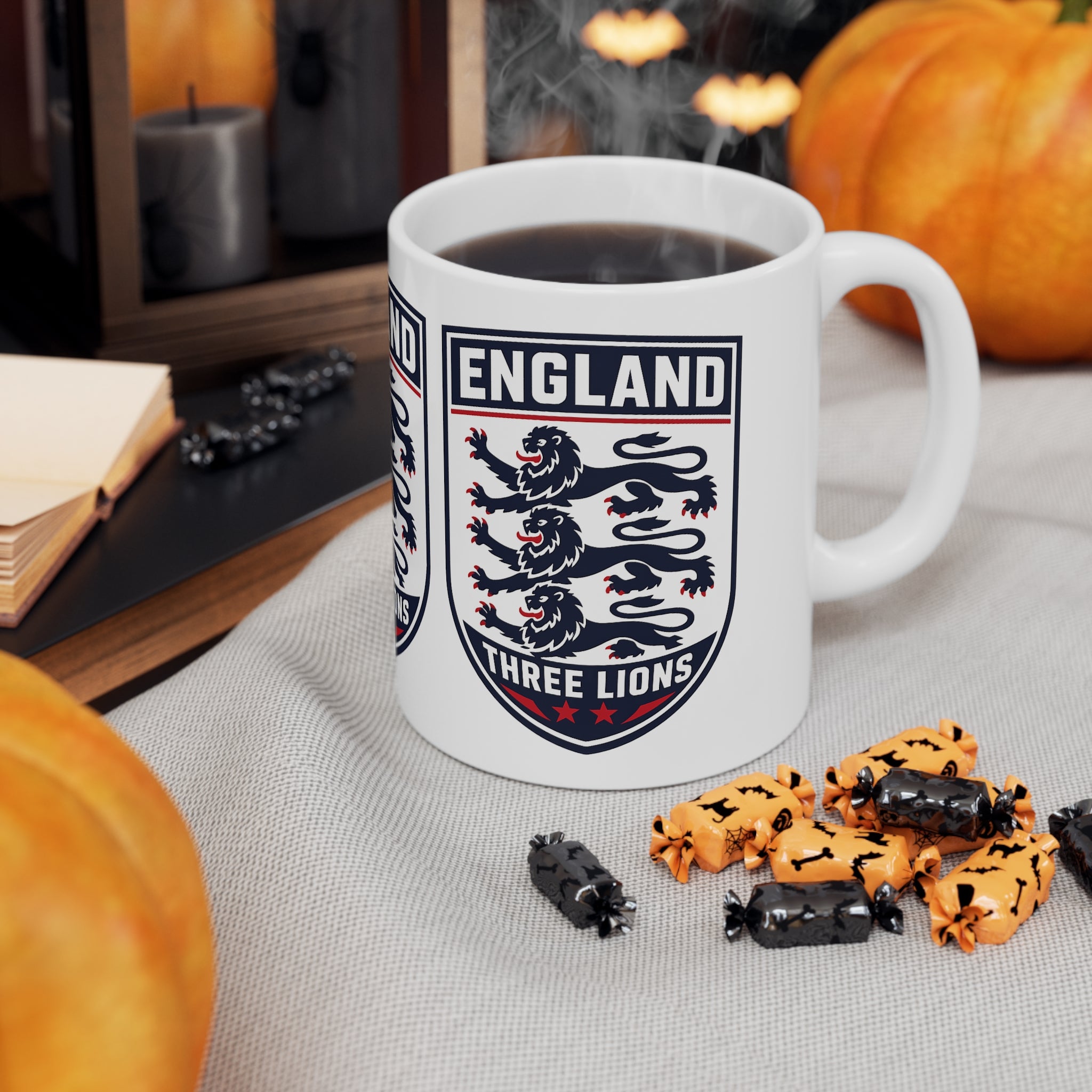 England Three Lions Ceramic Coffee Mug — 11oz & 15oz Football Fan Gift
