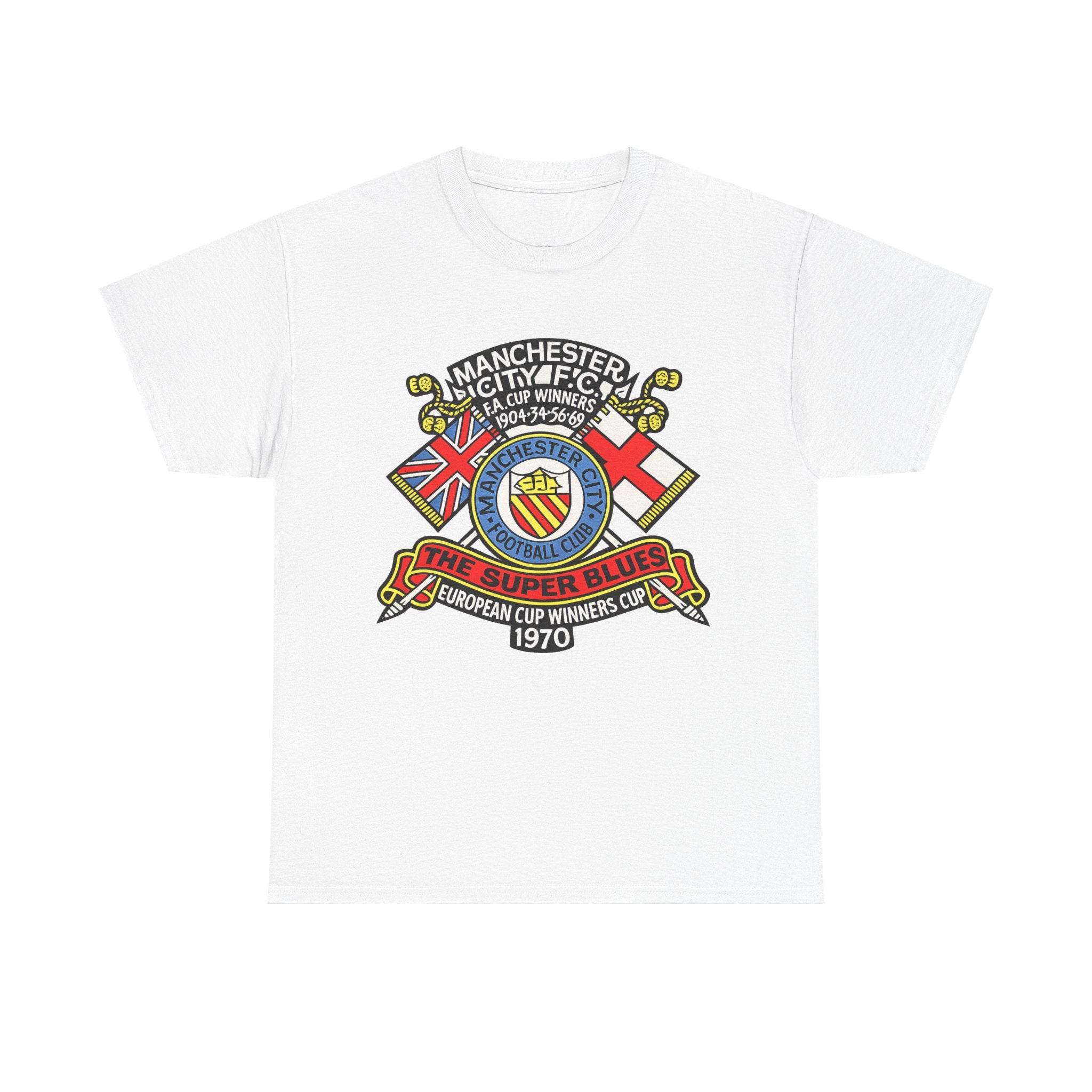 Manchester City Vintage Crest Tee — 'The Super Blues' 1970 European Cup Winners