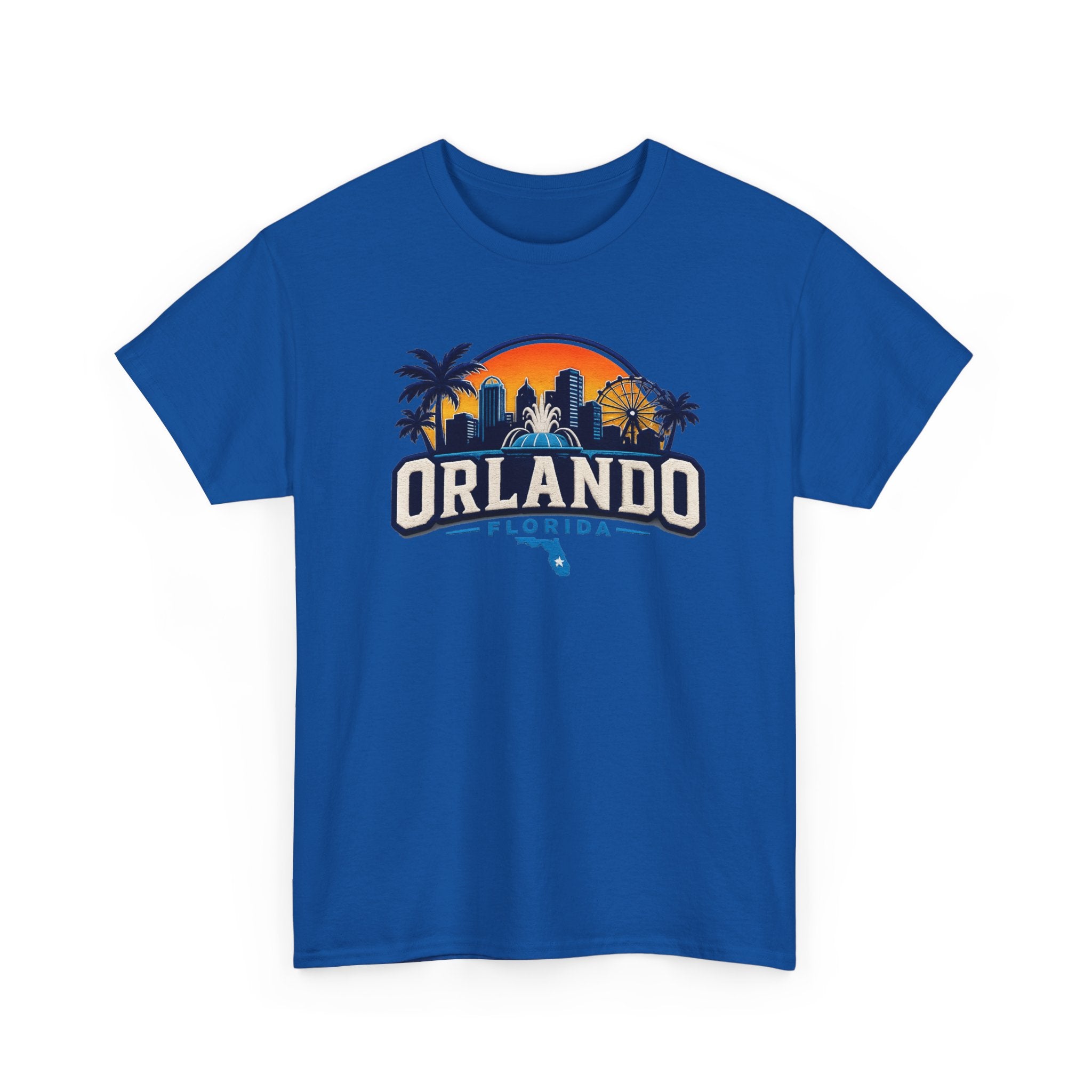 Orlando Florida Sunset T-Shirt — Retro Skyline & Palm Tree Vacation Tee