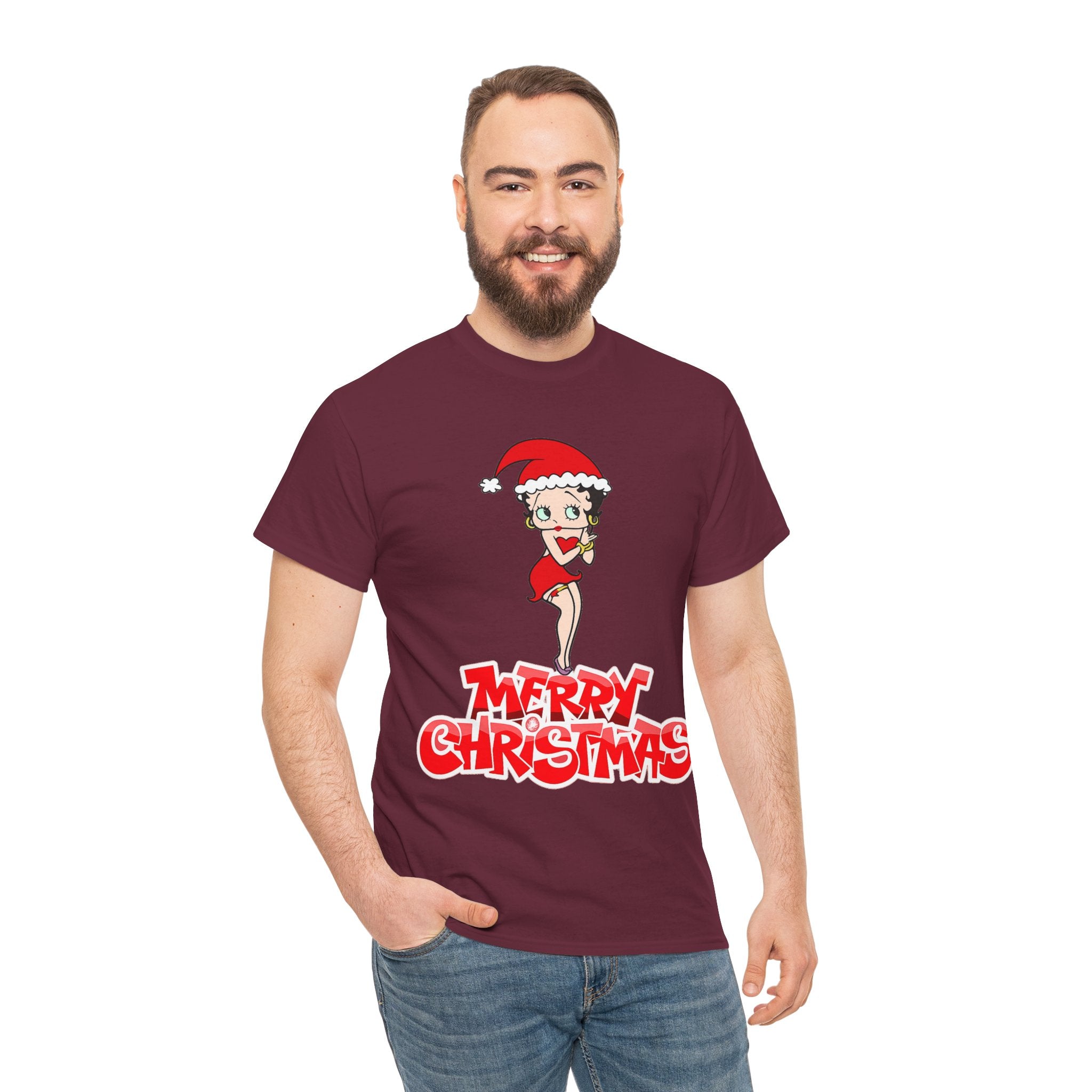 Christmas Betty Boop Tee - 'Merry Christmas' Holiday Graphic Shirt
