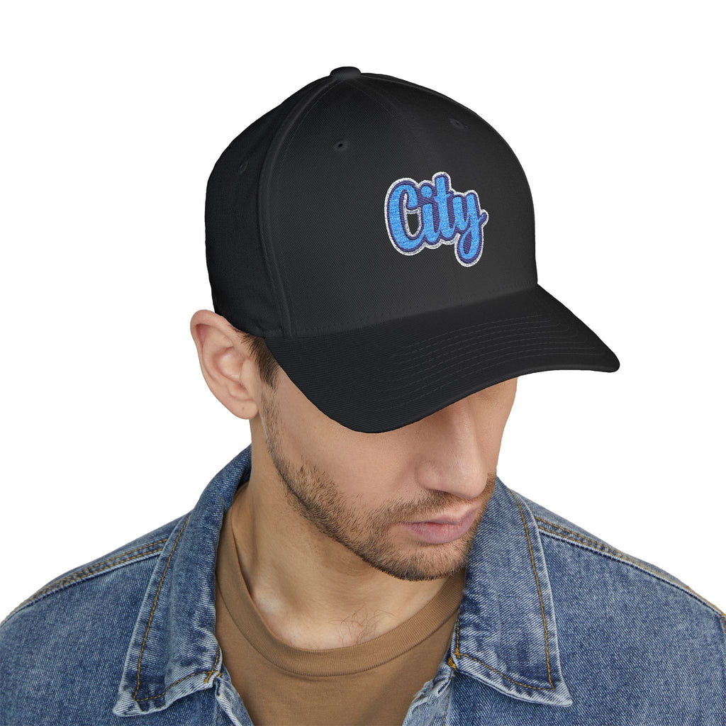 Embroidered "City" Script Closed-Back Baseball Cap