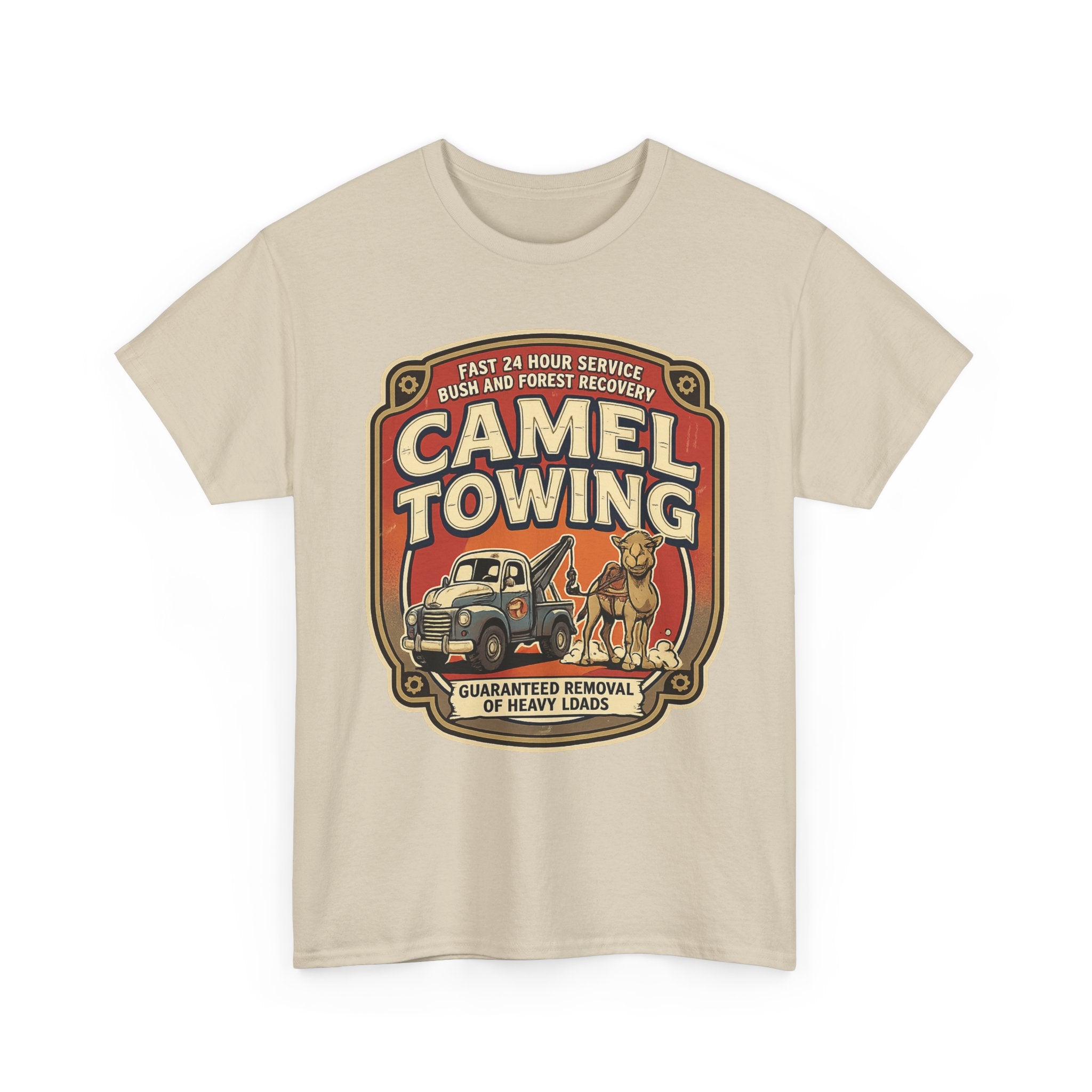 Camel Towing Tee — Vintage Desert Tow Truck Graphic T-Shirt