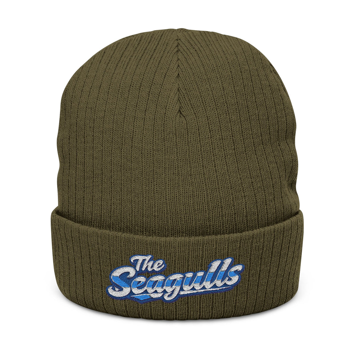 The Seagulls Ribbed Embroidered Knit Beanie — Cozy Ocean Vibe Winter Hat
