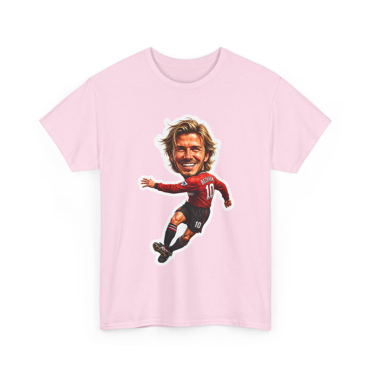Beckham Caricature Cotton T-Shirt — Retro Football Player Graphic Tee
