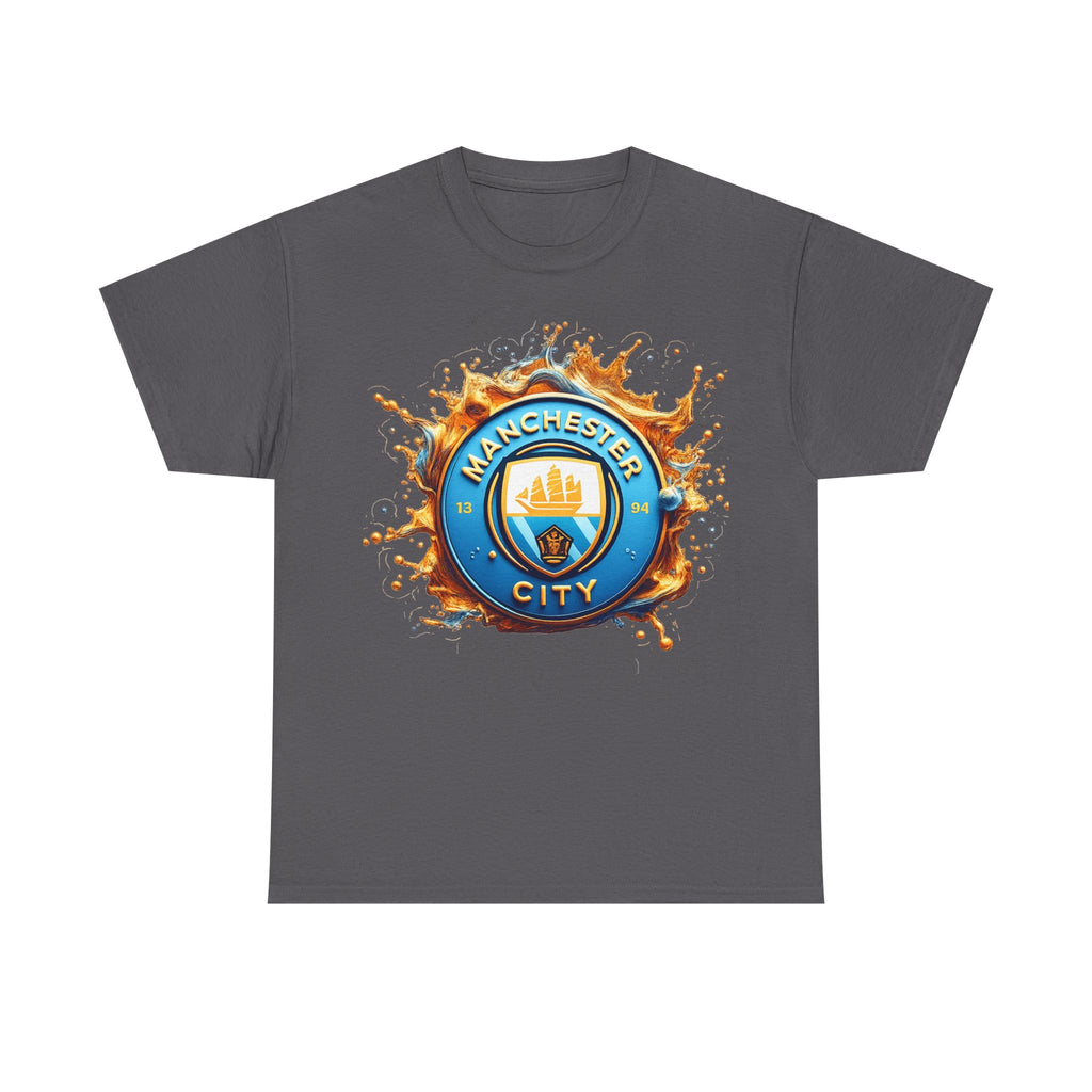 Manchester City Inspired Splash Logo Cotton T-Shirt