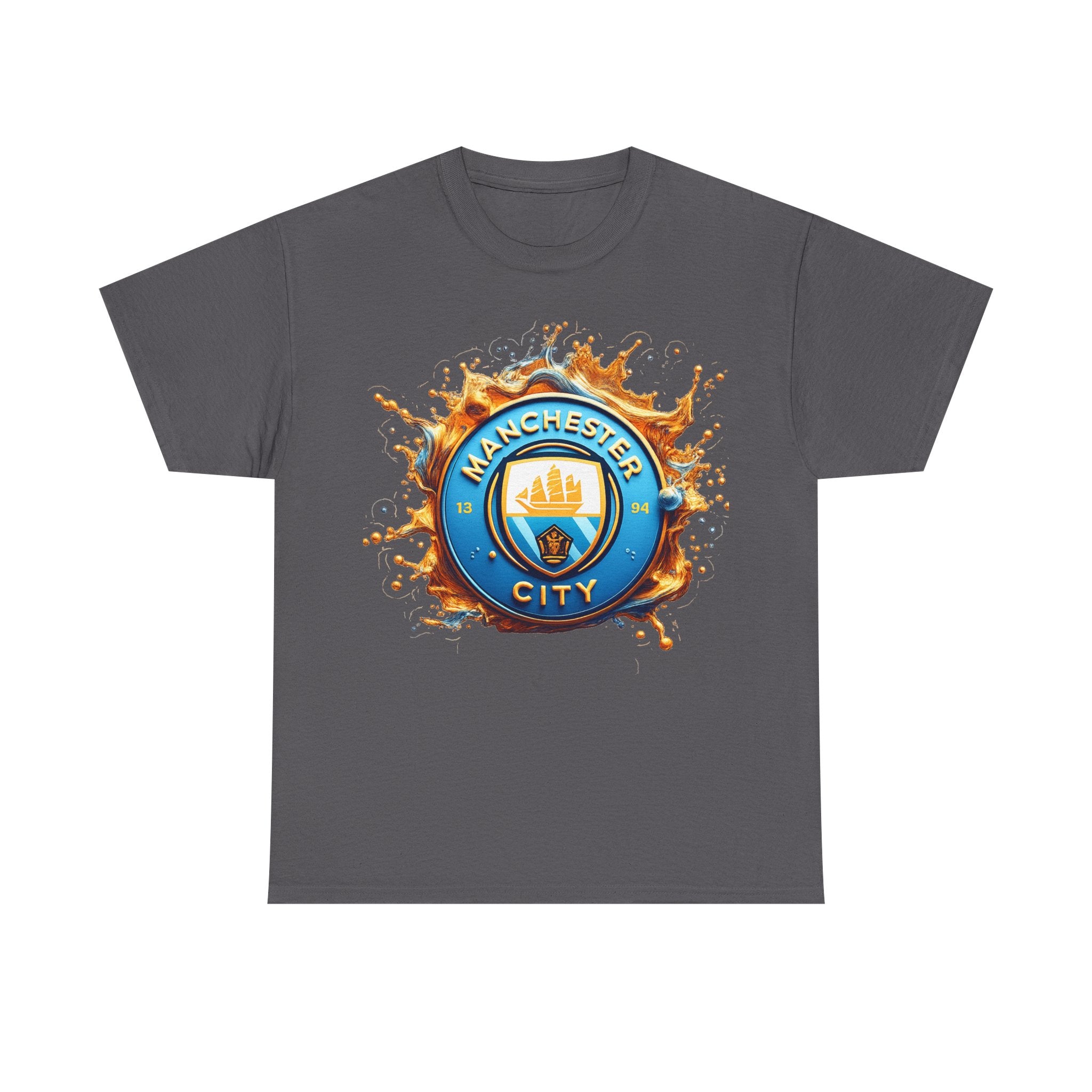 Manchester City Inspired Splash Logo Cotton T-Shirt