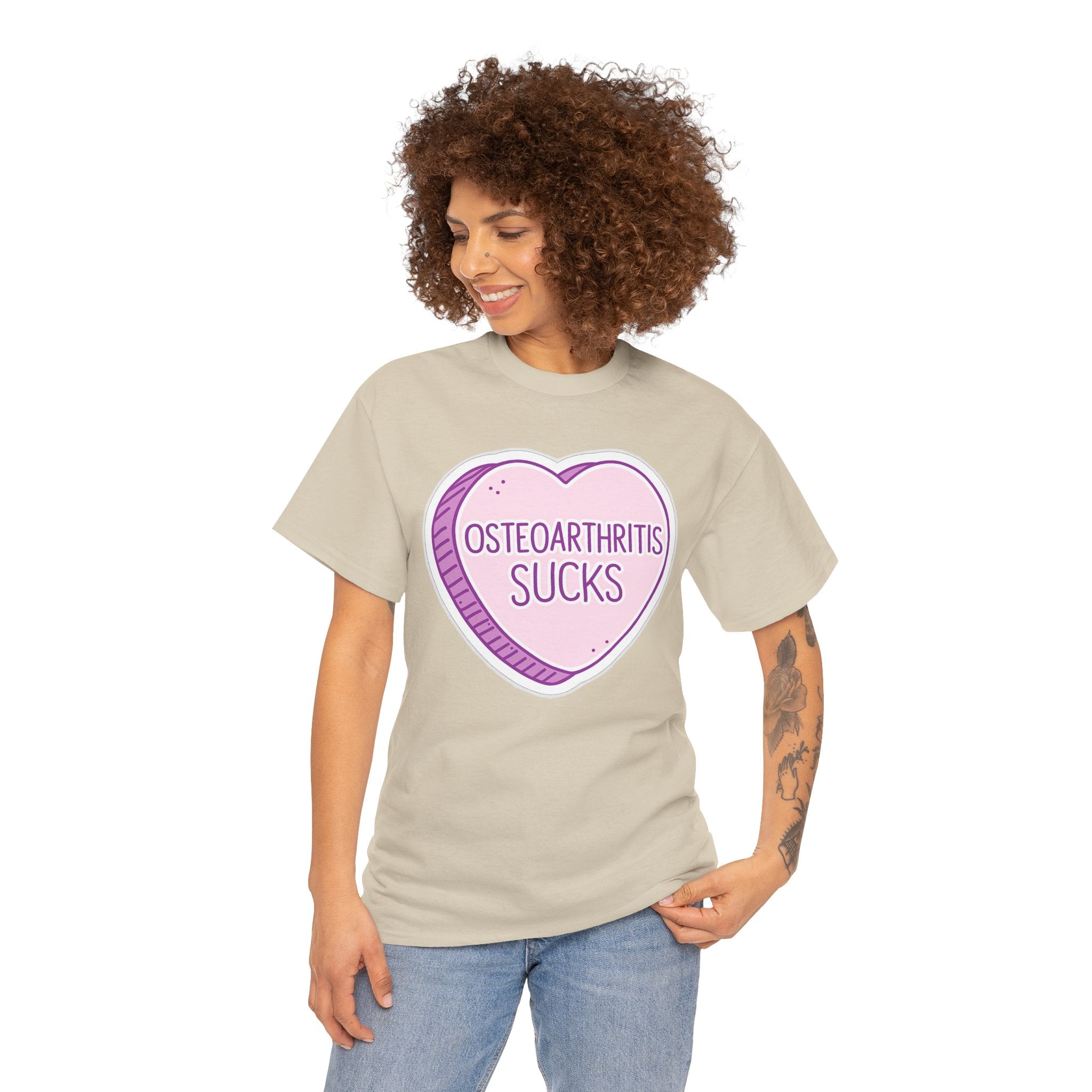 Osteoarthritis Sucks T-Shirt — Pink Heart Awareness Tee