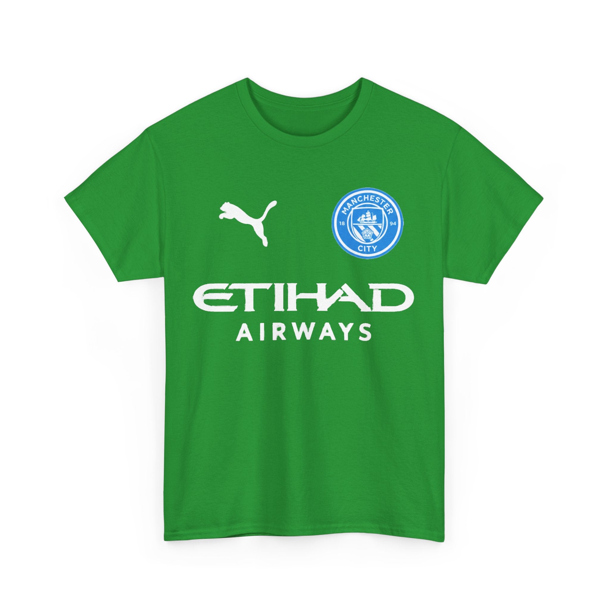Man City Inspired Etihad Airways Logo Tee - Black Puma Style Football Shirt