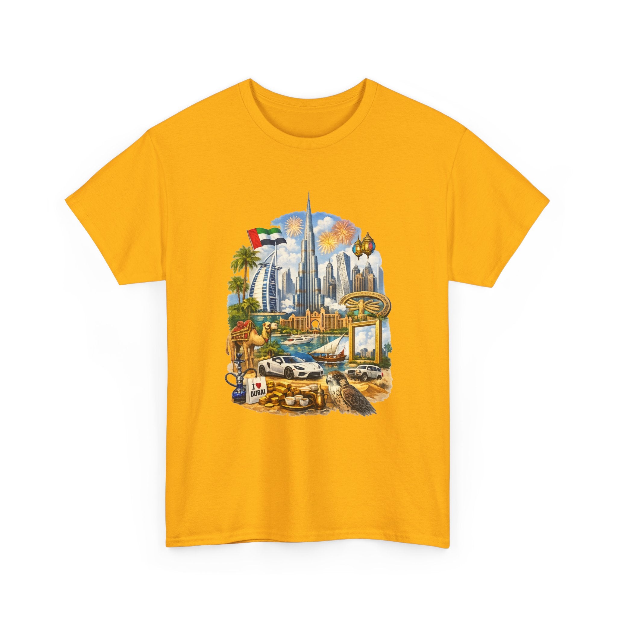 Dubai Skyline Beach Vacation T-Shirt – Retro Travel Collage Tee