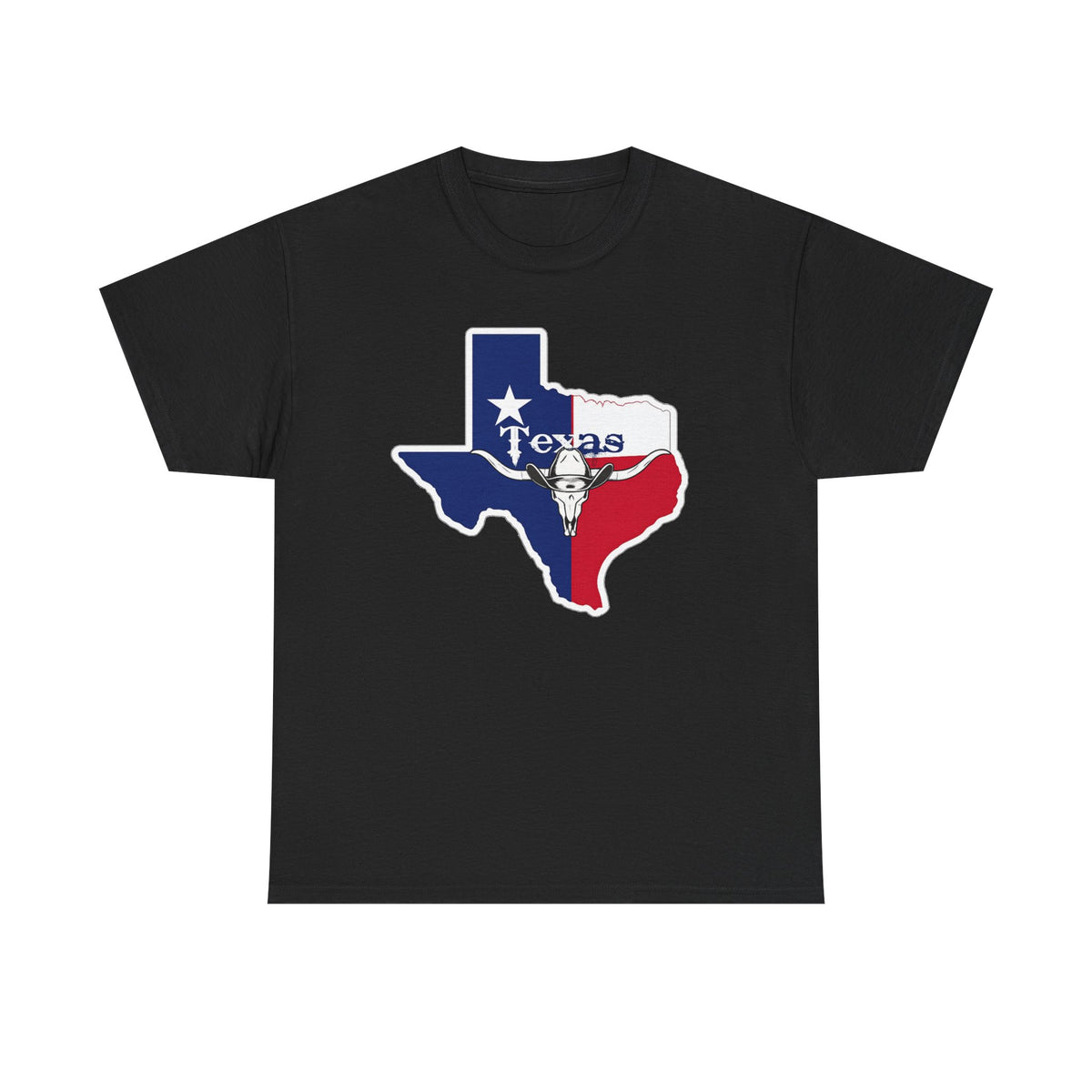 Texas Flag Outline T-Shirt — Lone Star State Map Tee with 'Texas' Text