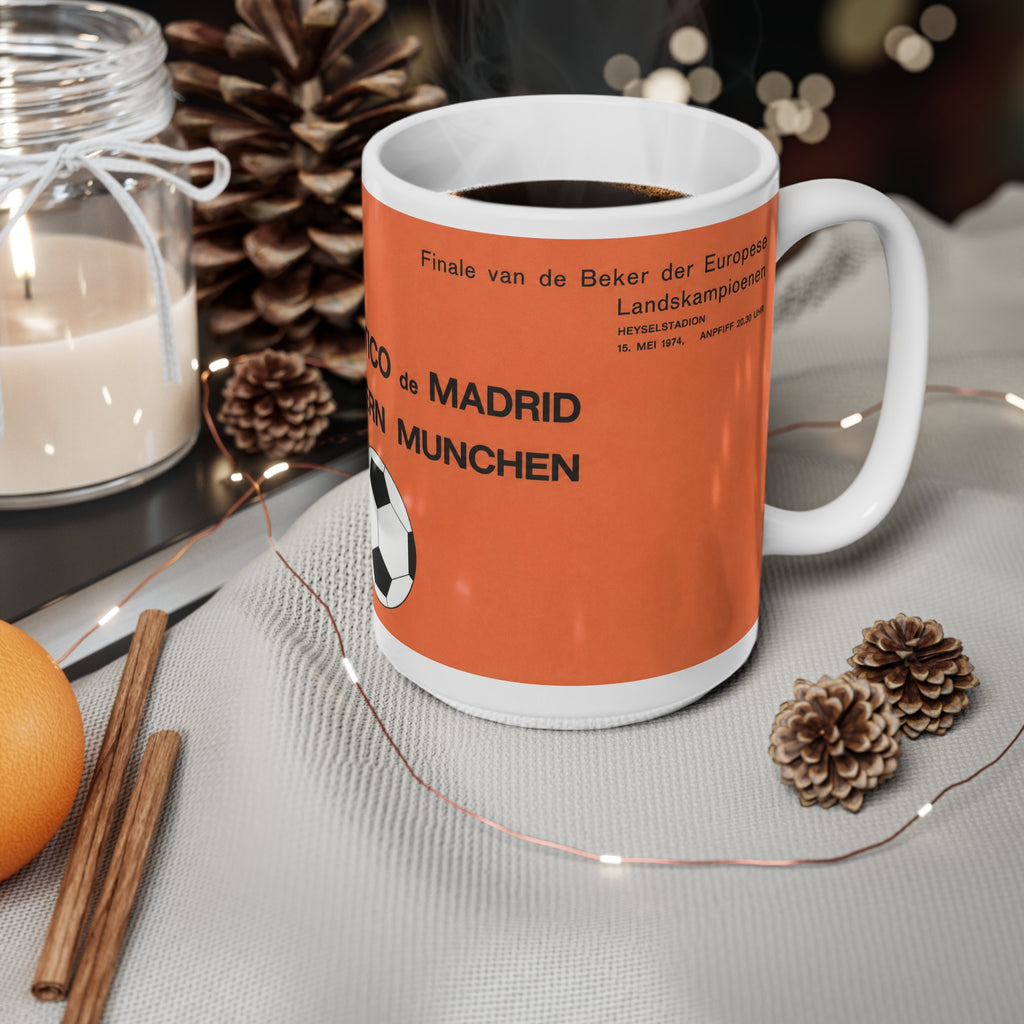 1974 European Cup Final Programme Cover Inspired Ceramic Coffee Mug (11oz/15oz)