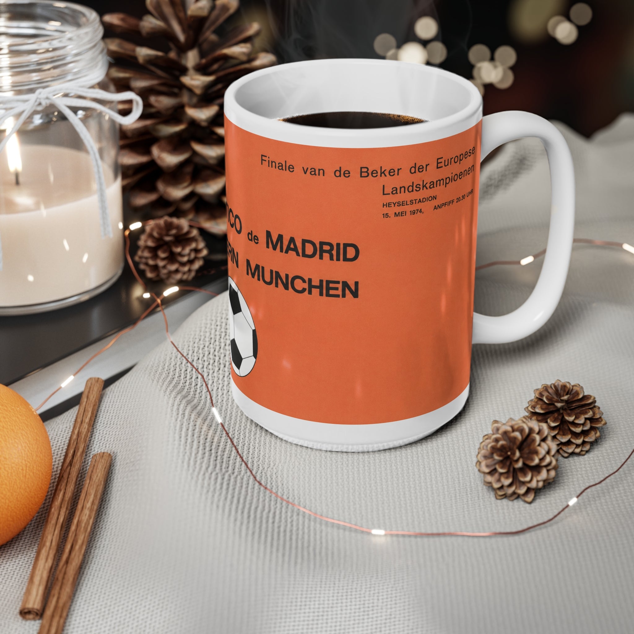 1974 European Cup Final Programme Cover Inspired Ceramic Coffee Mug (11oz/15oz)