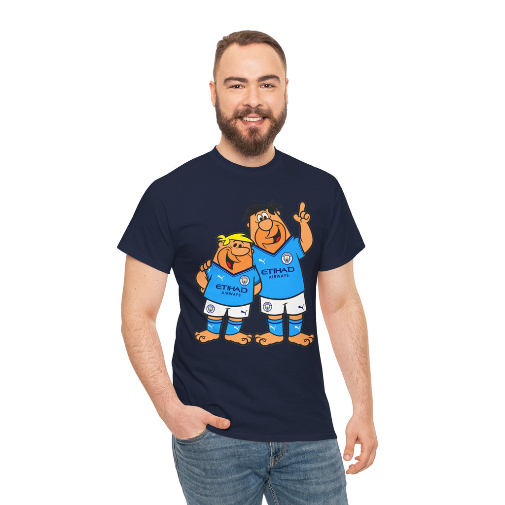 Manchester City The Flintstones Etihad Airways Cartoon Cotton T-Shirt