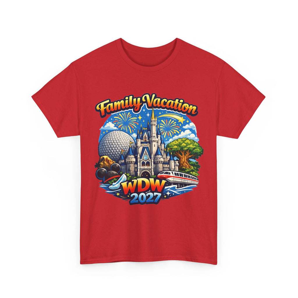 Family Vacation WDW 2027 T-Shirt – Disney Park Castle & Fireworks Vacation Tee