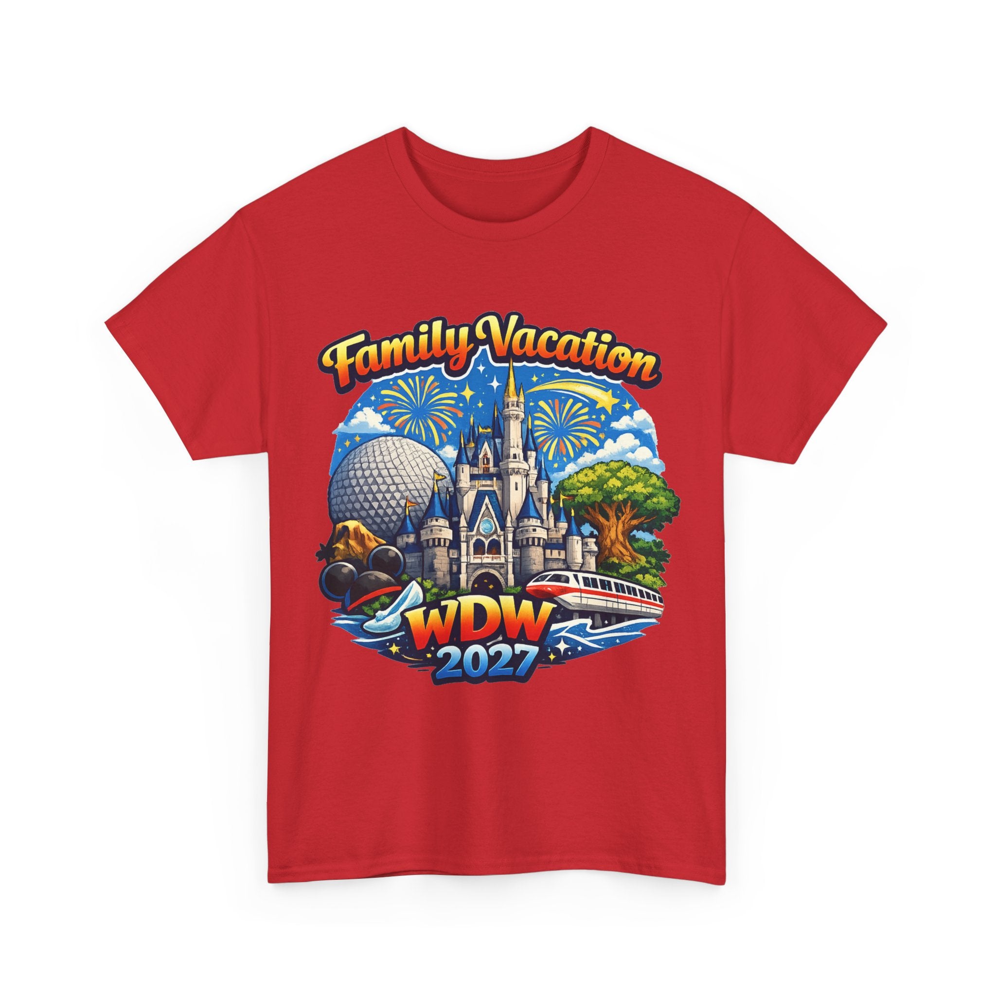 Family Vacation WDW 2027 T-Shirt – Disney Park Castle & Fireworks Vacation Tee