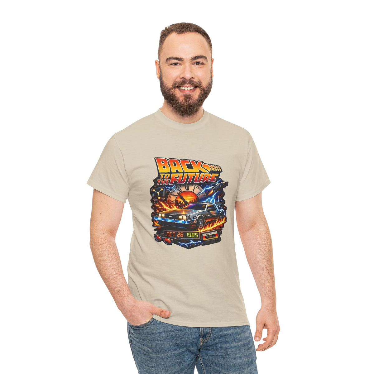 Back to the Future Graphic Tee – Retro 1985 DeLorean Design