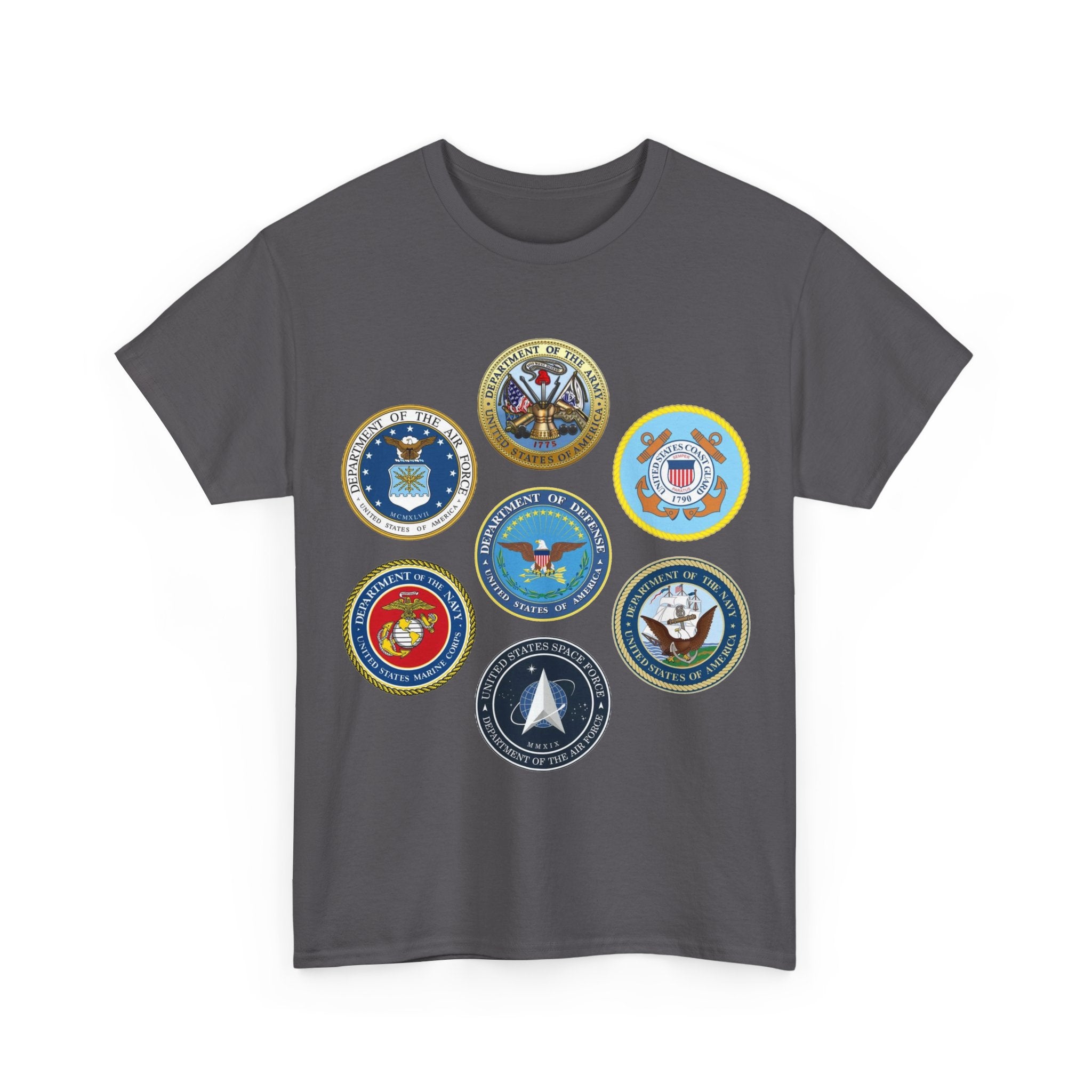 Military Branch Seals T-Shirt — Vintage US Armed Forces Emblems Tee