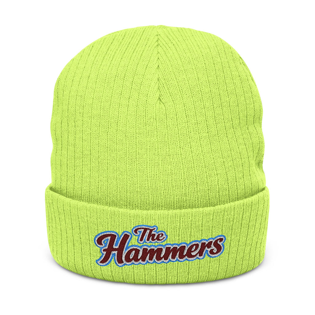West Ham United The Hammers Ribbed Beanie — Embroidered “The Hammers” Cuffed Knit Hat