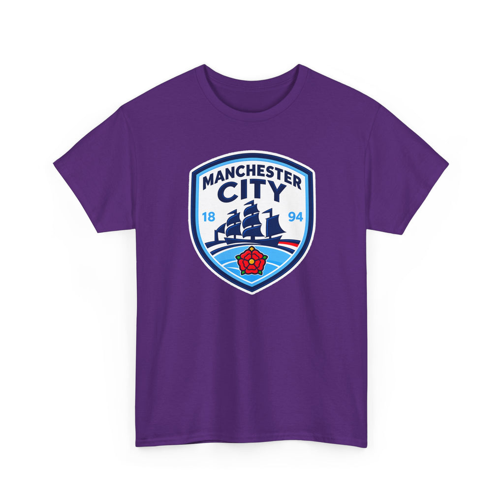 Manchester City Inspired Crest Cotton T-Shirt