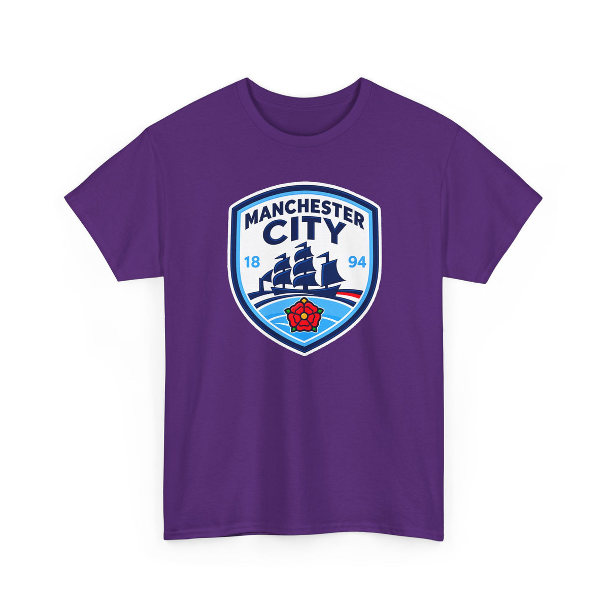 Manchester City Inspired Crest Cotton T-Shirt