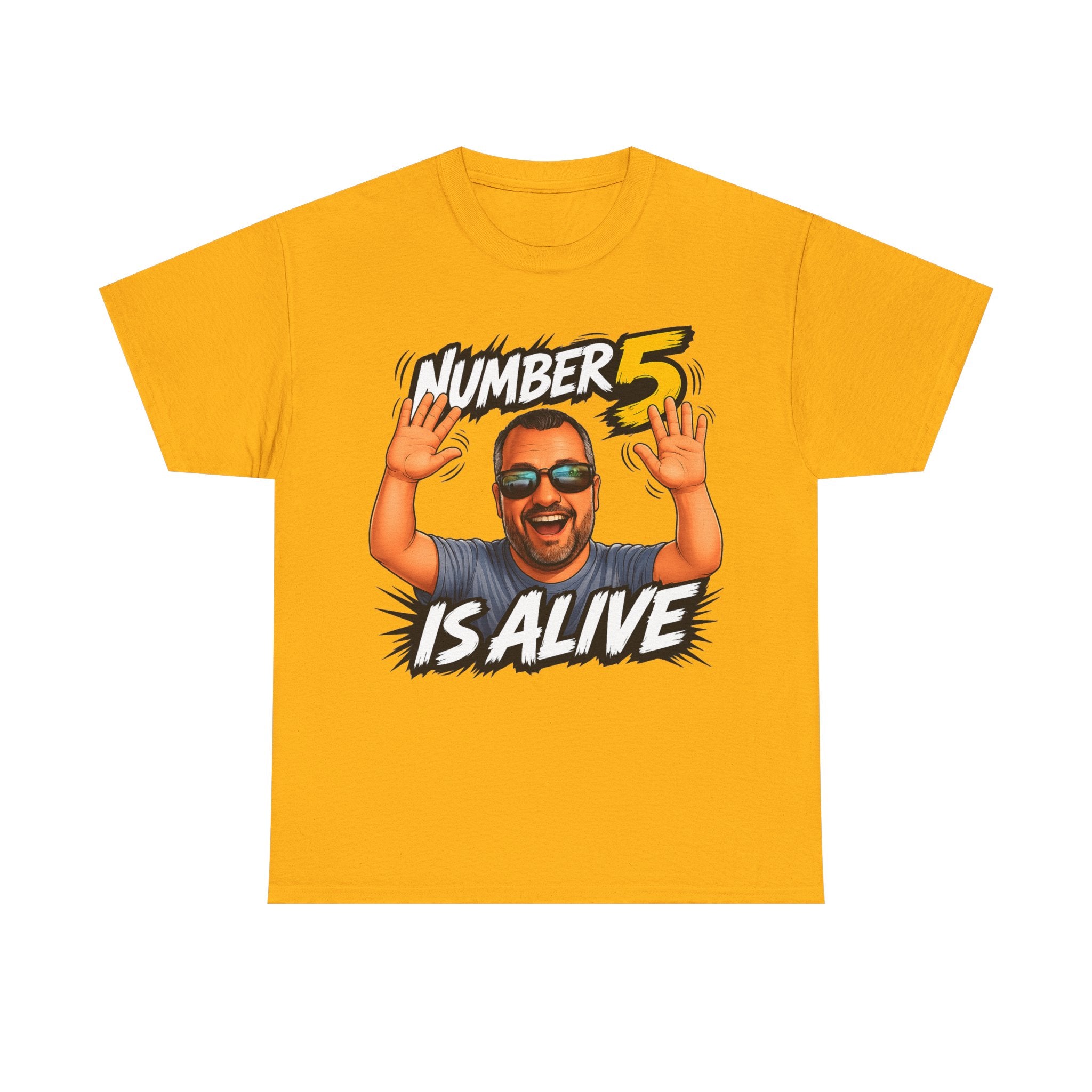 Number 5 Is Alive Graphic Tee — Funny Meme Face T‑Shirt