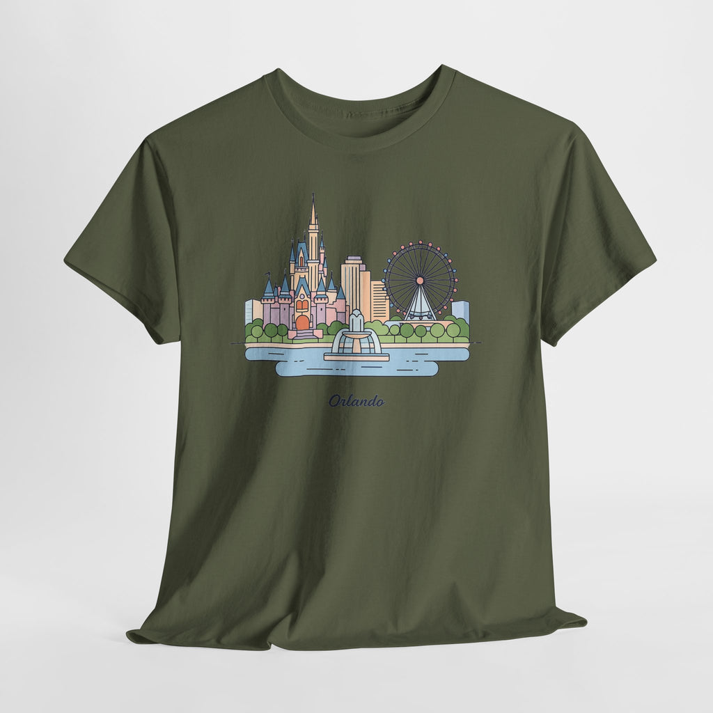 Orlando Skyline T-Shirt — Cute Cityscape Graphic Tee with 'Orlando' Text