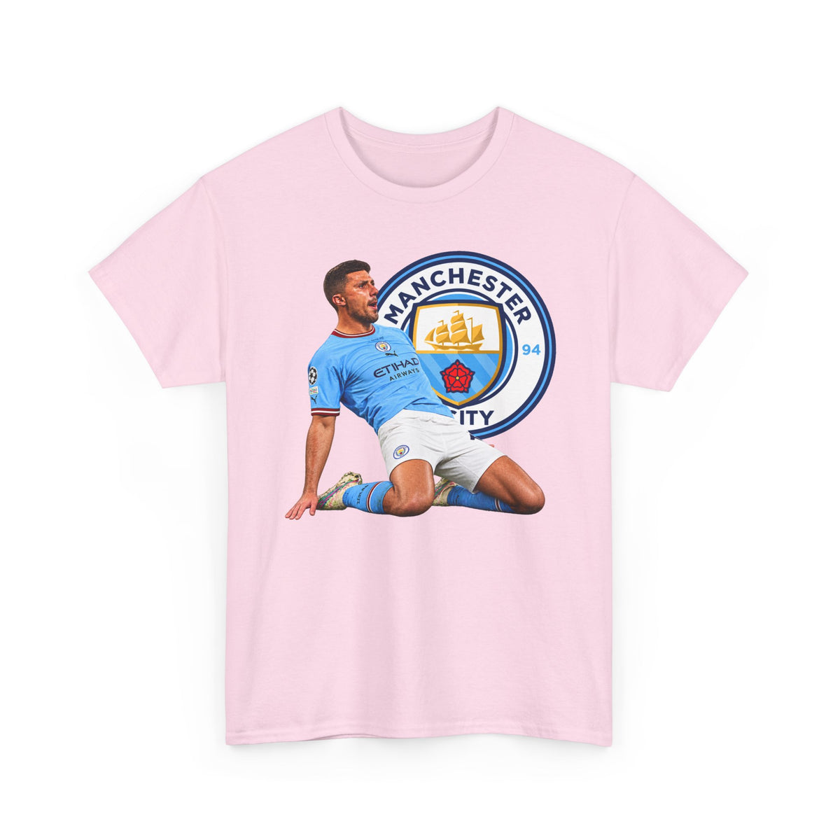 Rodri Manchester City Legend Cotton T-Shirt – Celebratory Slide Graphic Tee