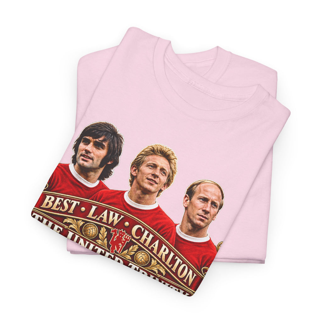 T-Shirt — 'The United Trinity: Best · Law · Charlton' Vintage Football Tribute Tee