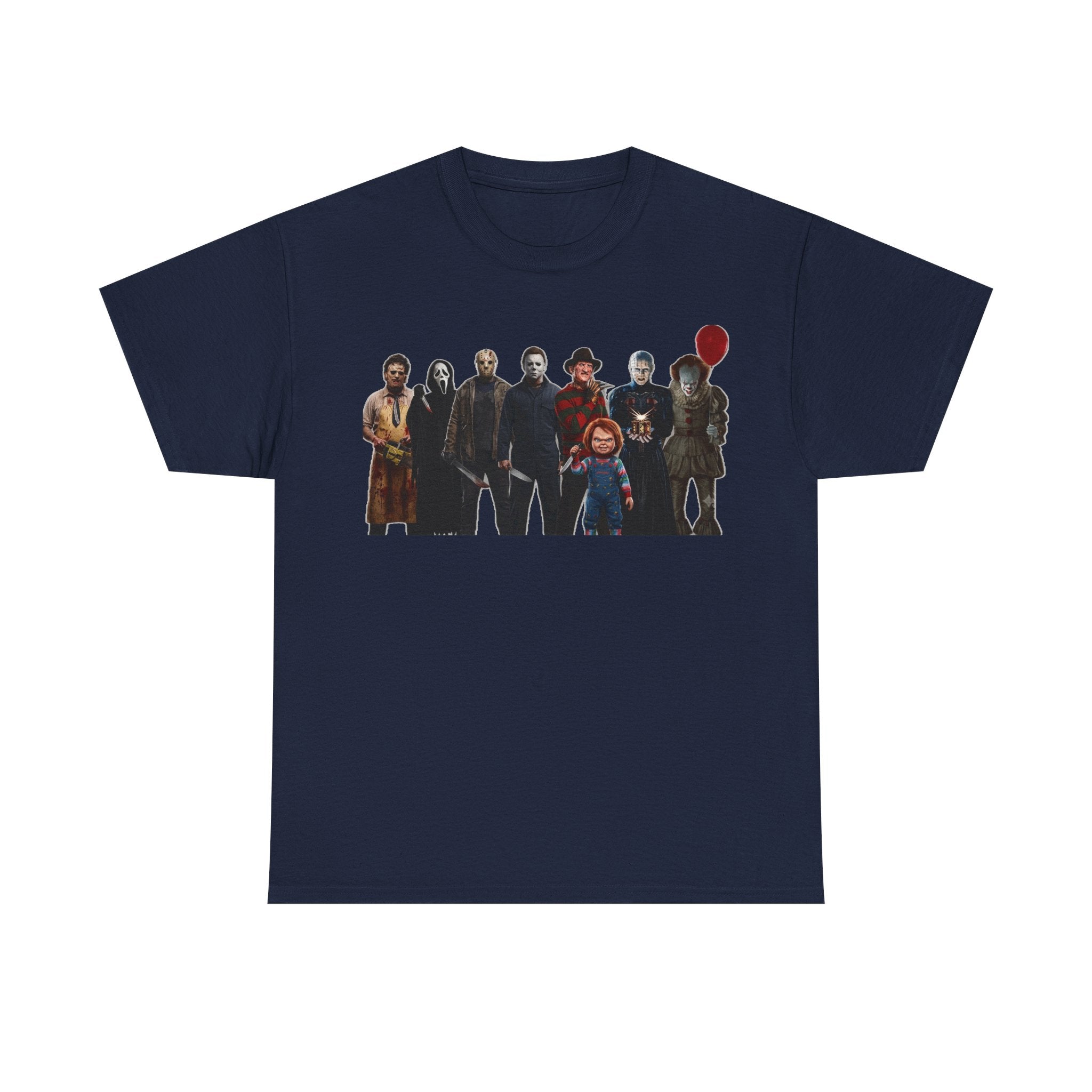 Horror Icons Collage T‑Shirt — Retro Movie Villains Graphic Tee