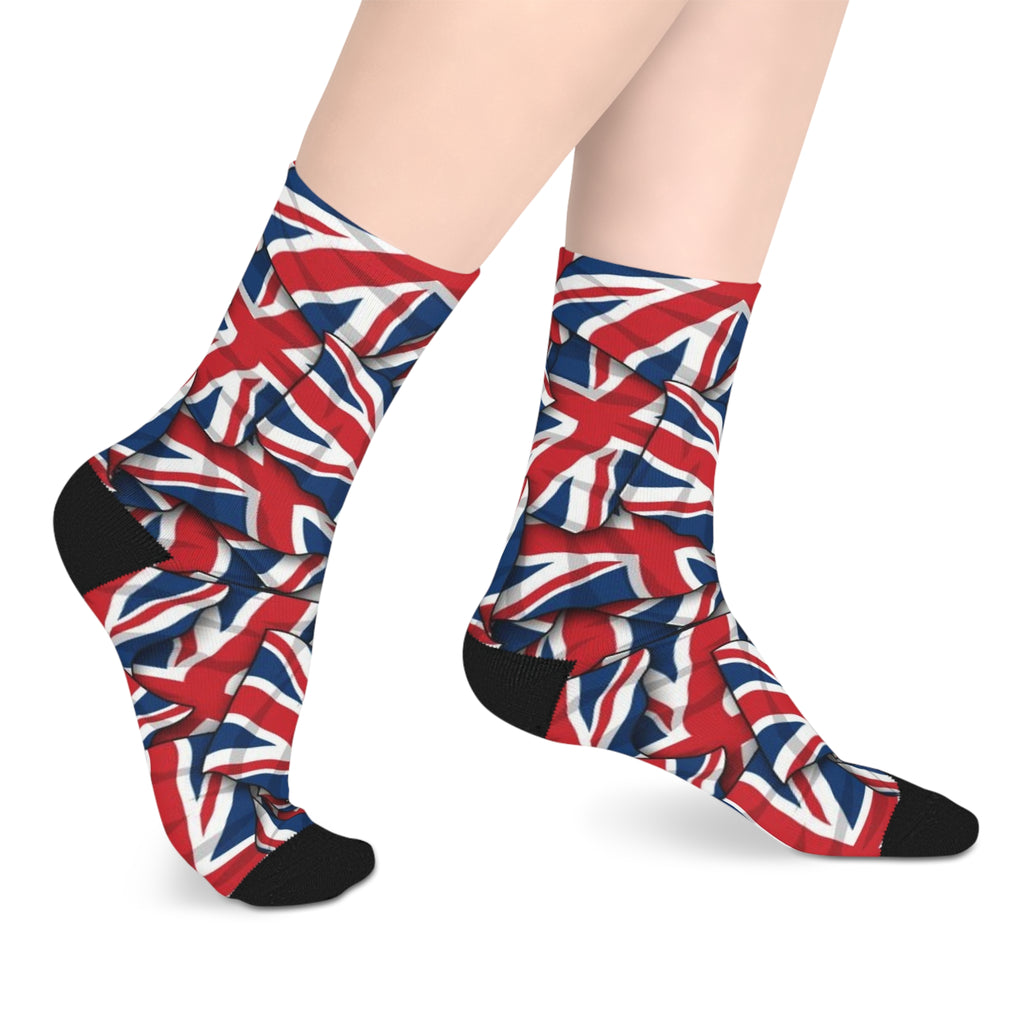 Union Jack Mid-Calf Socks — British Flag Patterned Socks for UK Pride & Events