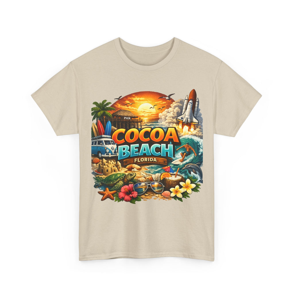 Cocoa Beach Florida Sunset Surf T-Shirt — Retro Beach Vacation Graphic Tee