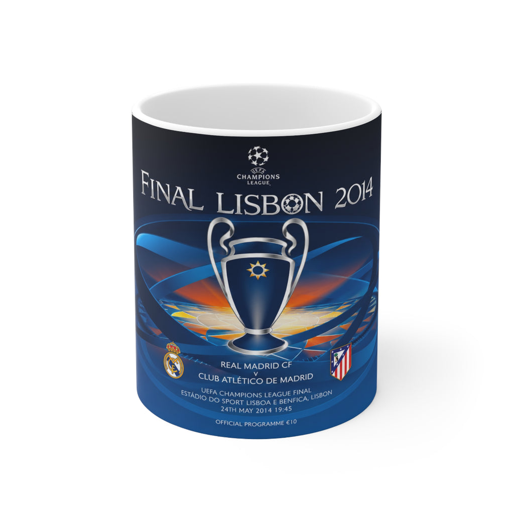2014 Champions League Final Programme Cover Inspired Mug — Real Madrid vs Atlético Commemorative Coffee Cup