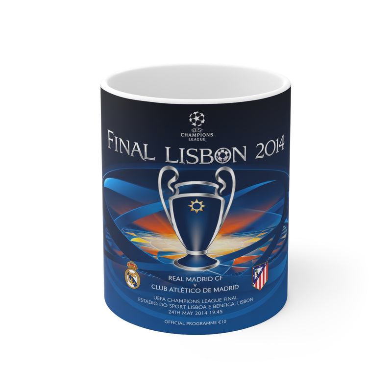 2014 Champions League Final Programme Cover Inspired Mug — Real Madrid vs Atlético Commemorative Coffee Cup