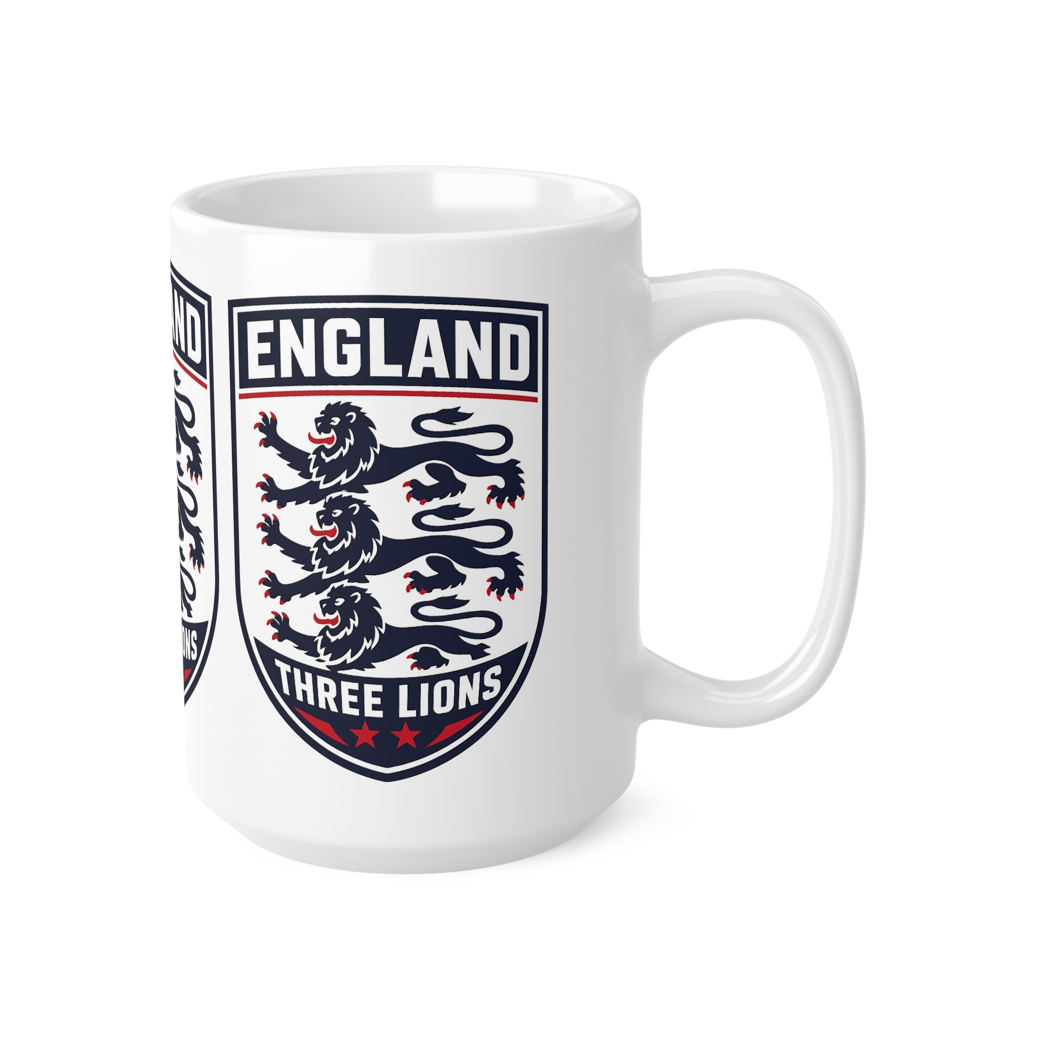 England Three Lions Ceramic Coffee Mug — 11oz & 15oz Football Fan Gift