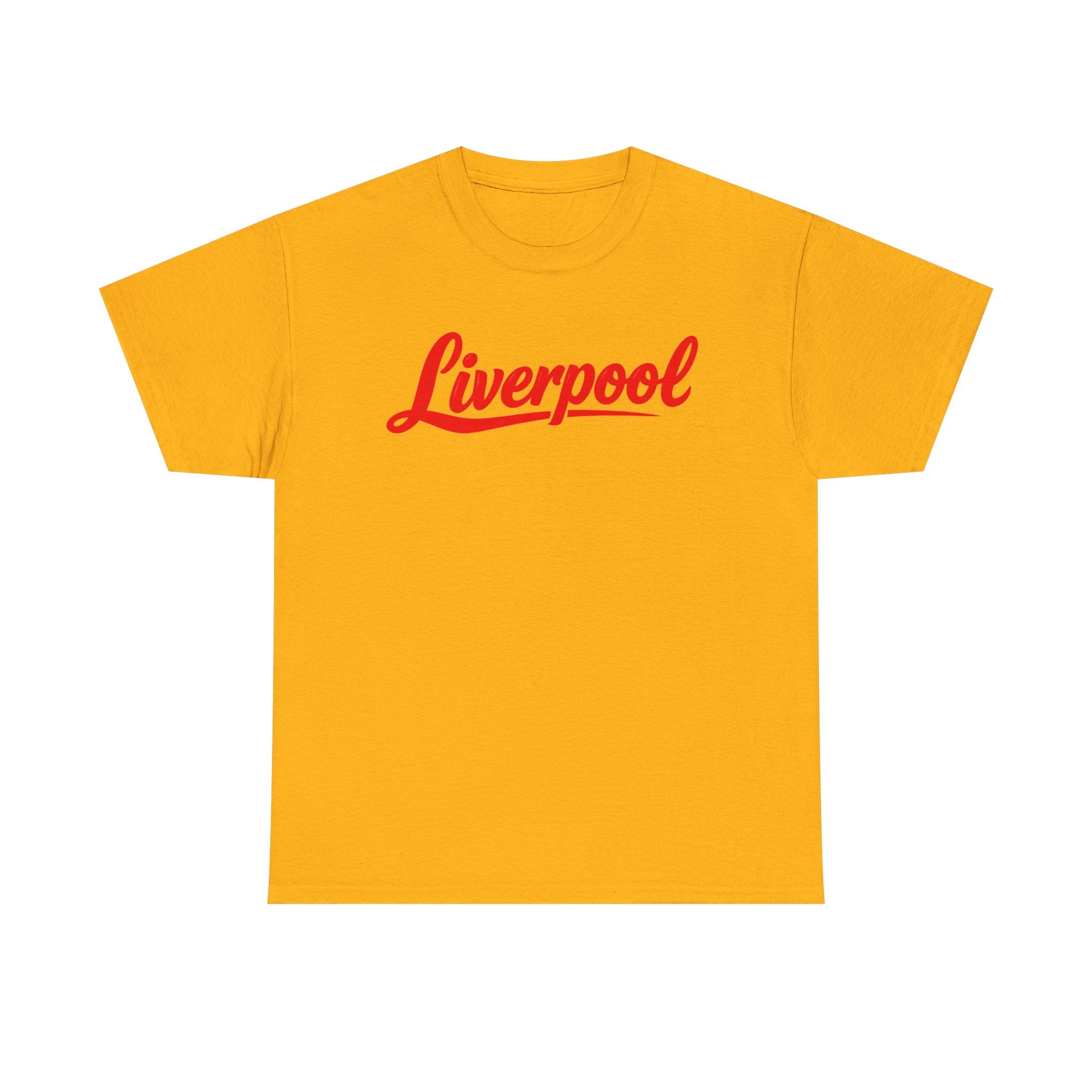 Liverpool Script T-Shirt — Retro Red Logo Tee for Fans