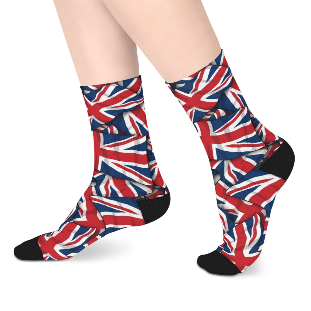 Union Jack Mid-Calf Socks — British Flag Patterned Socks for UK Pride & Events