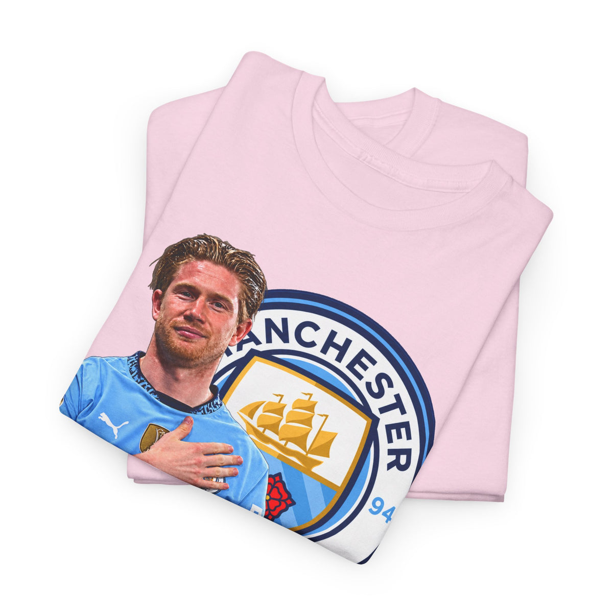 Kevin De Bruyne Manchester City Legend Cotton T-Shirt — Player Tribute Tee (Heart Badge Design)