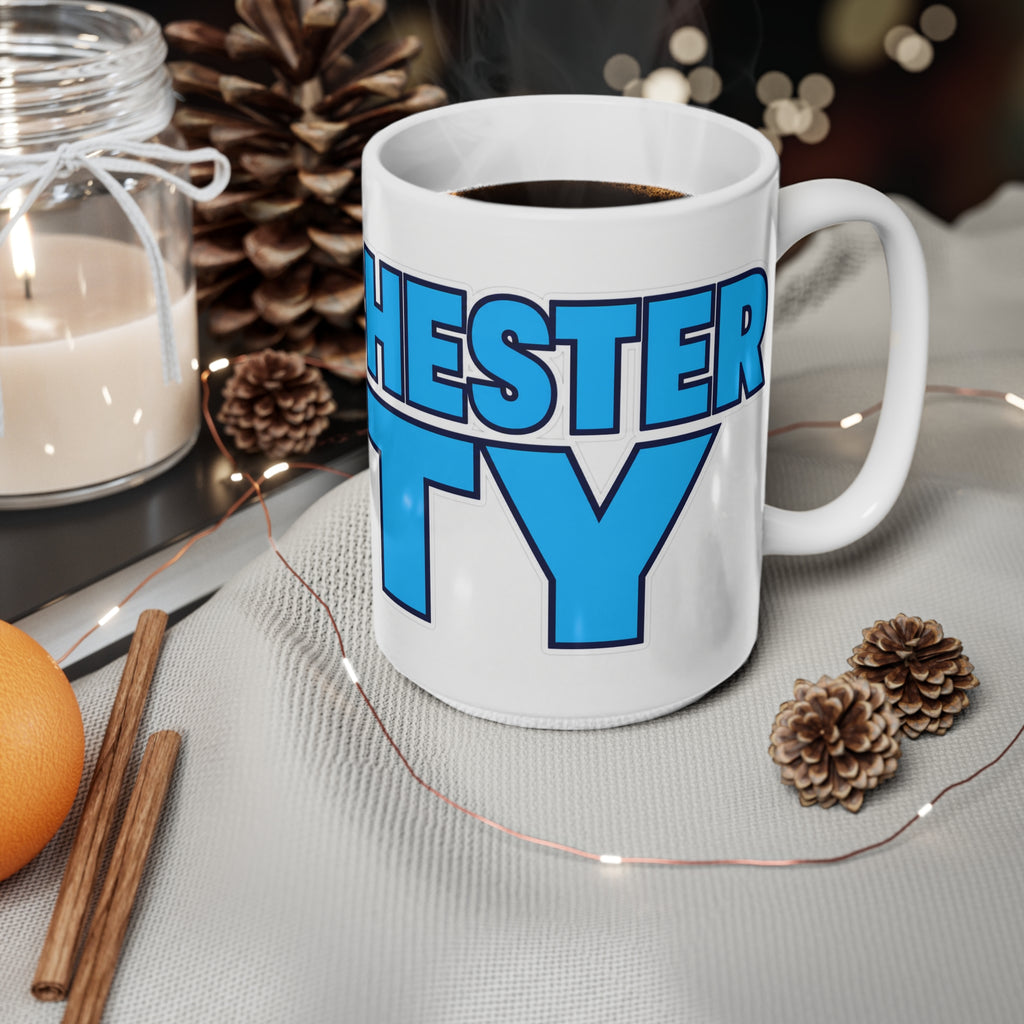 Manchester City Ceramic Coffee Mug - Bold Blue Football Fan Cup (11oz & 15oz)