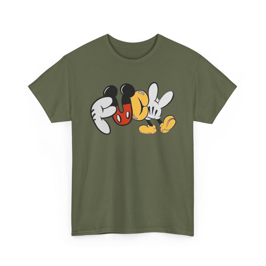 F**K Disney Graphic Tee — Playful Cartoon Hands & Shoes Design