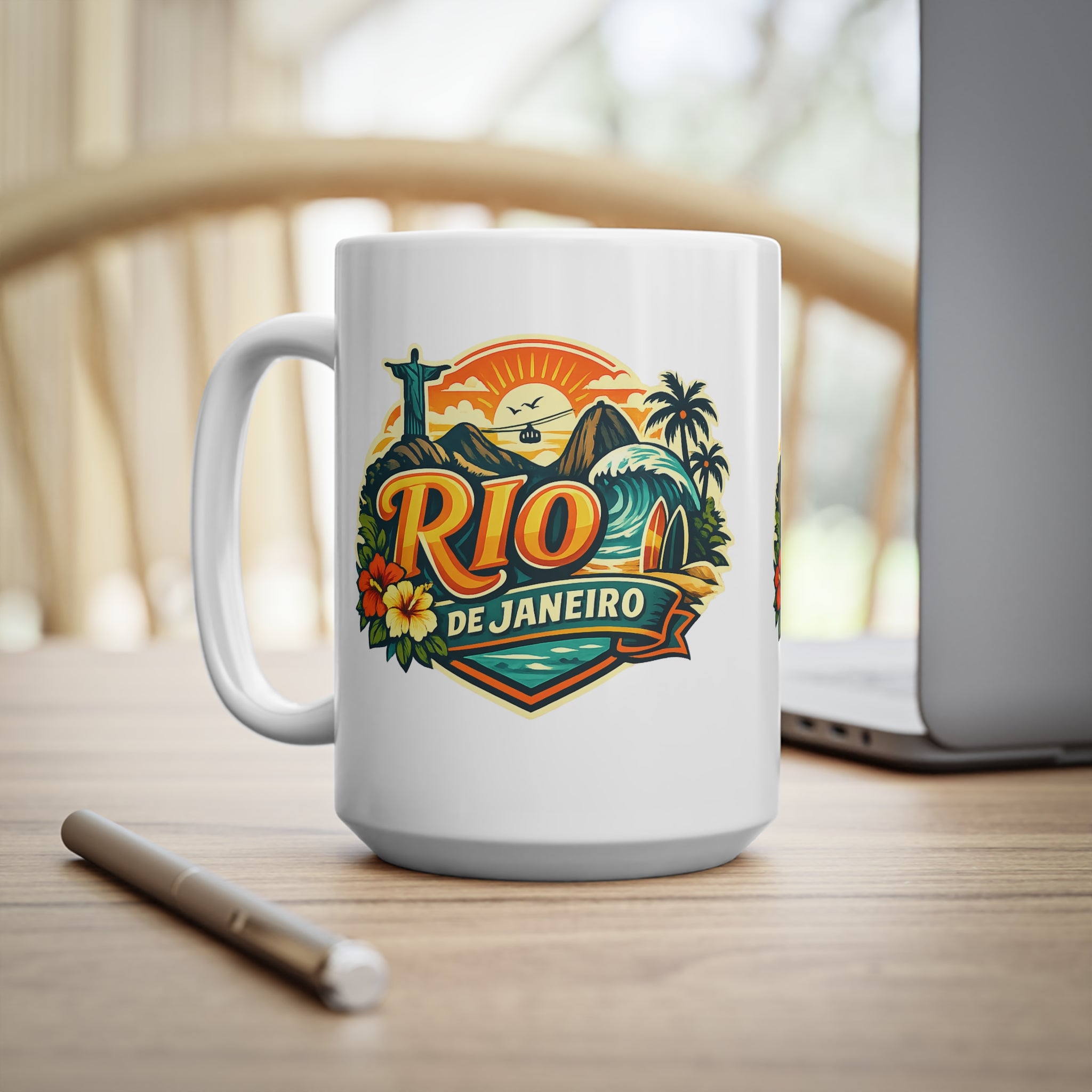 Rio de Janeiro Ceramic Coffee Mug — Vintage Tropical Travel Souvenir (11oz & 15oz)